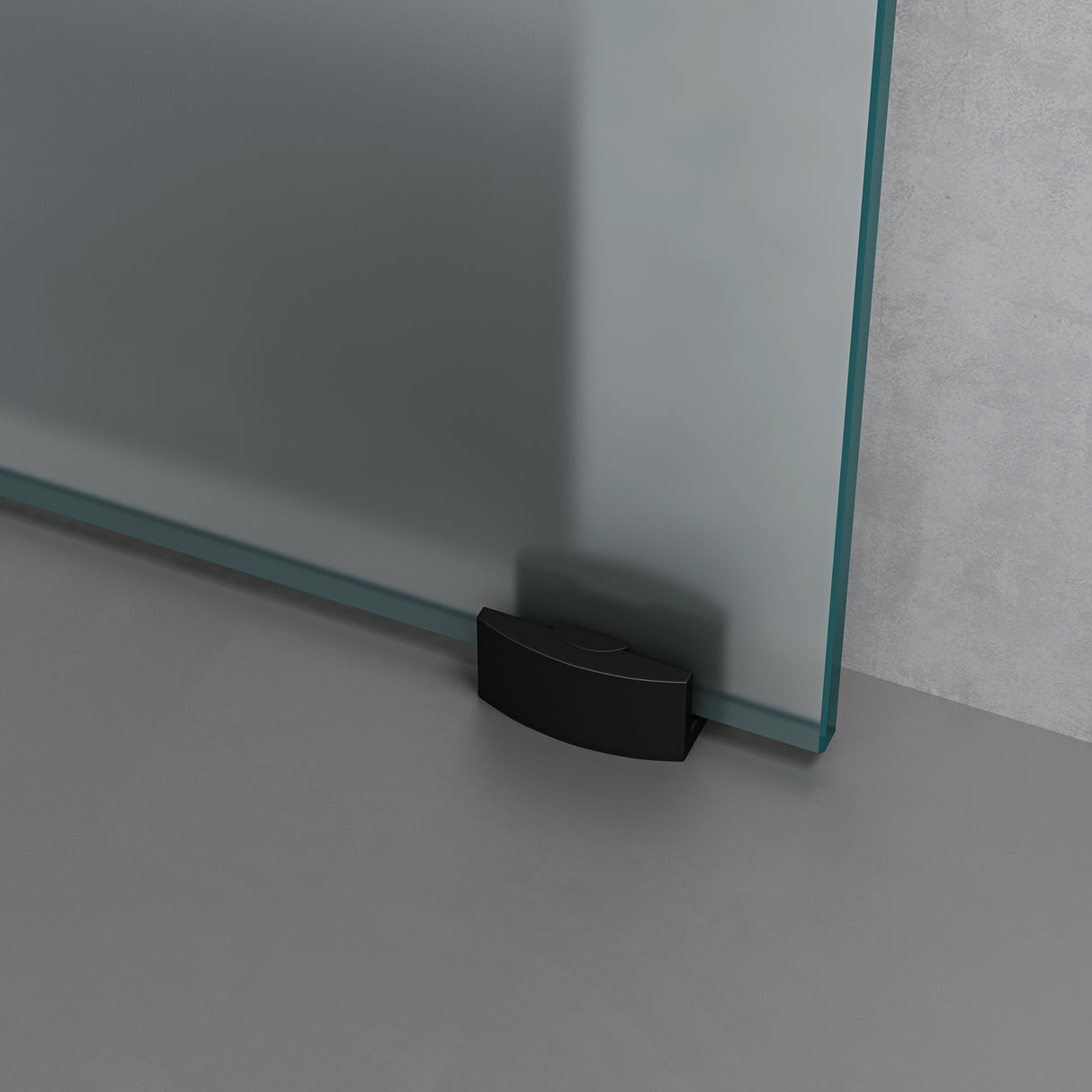 Ensemble complet de porte coulissante en verre Glasvilla, poignée barre, dégagement mural de 15 mm, fermeture amortie incluse, verre de sécurité trempé 8 mm Amalfi Black