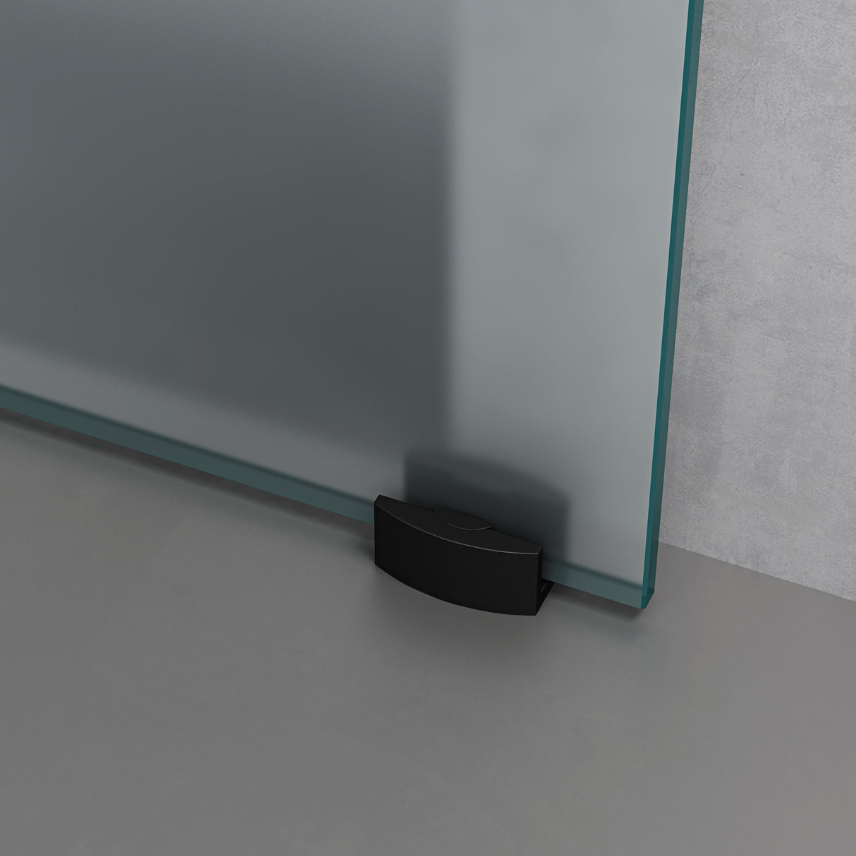 conjunto completo de puerta corredera de vidrio glasvilla, tipo de manija: manija de concha, incluye cierre suave, distancia de pared de 25 mm, vidrio de seguridad ESG de 8 mm Amalfi Negro