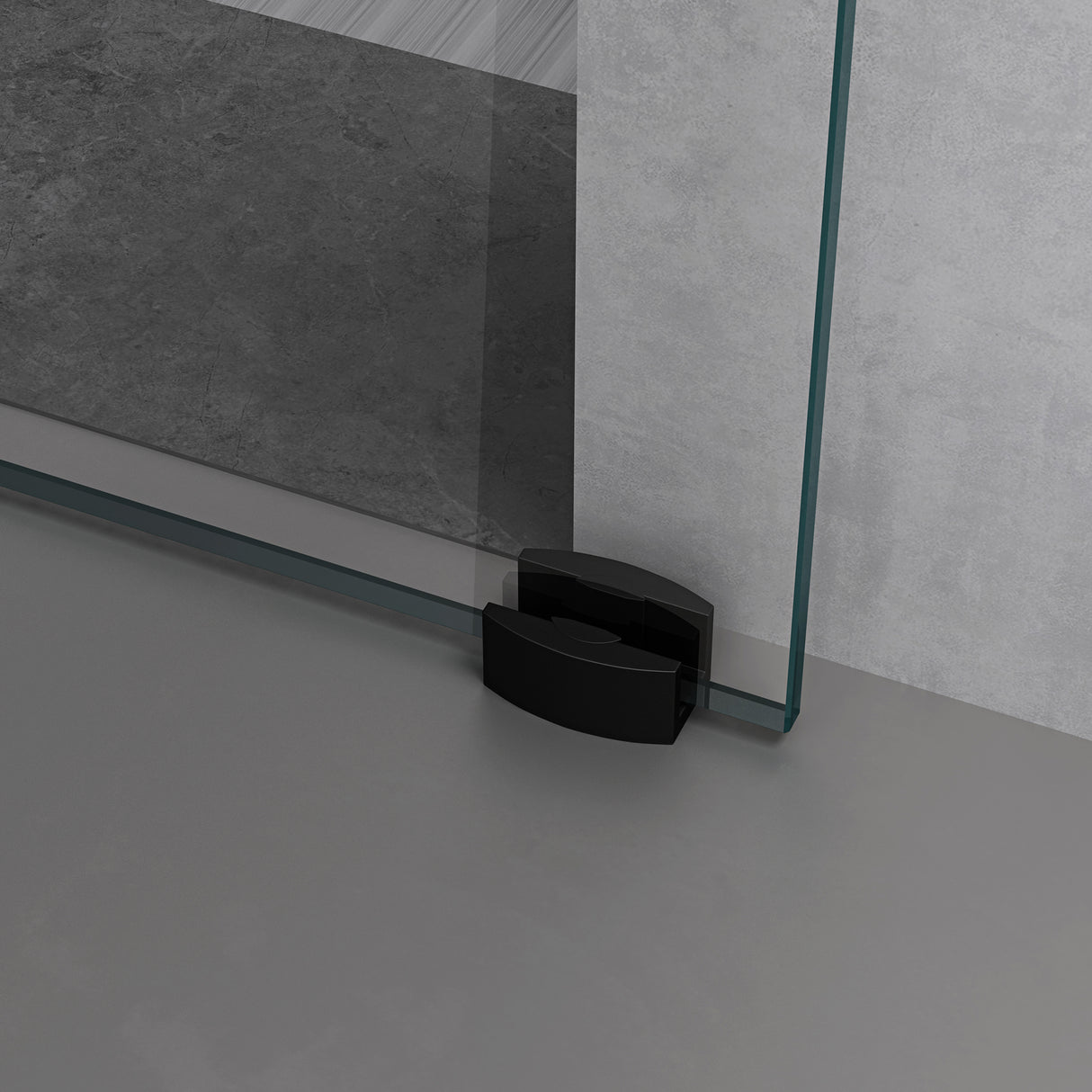 conjunto completo de puerta corredera de vidrio glasvilla, tipo de manija: manija de concha, incluye cierre suave, distancia de pared de 25 mm, vidrio de seguridad ESG de 8 mm Amalfi Negro