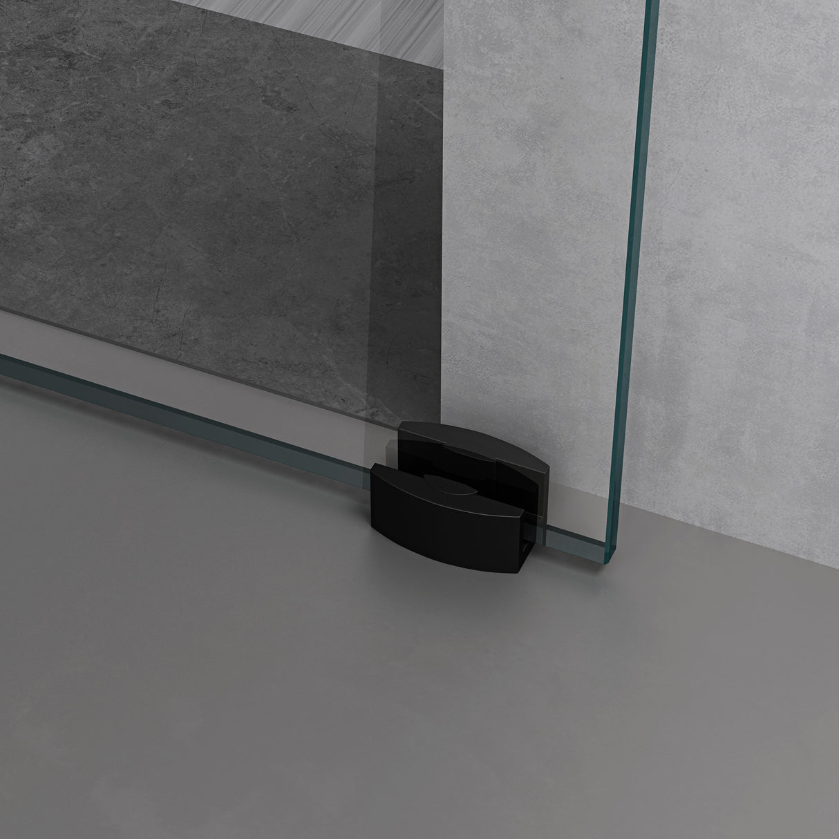 Ensemble complet de porte coulissante en verre Glasvilla, poignée barre, dégagement mural de 15 mm, fermeture amortie incluse, verre de sécurité trempé 8 mm Amalfi Black