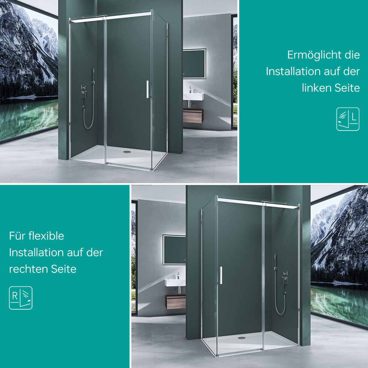 galsvilla Cabina de ducha Separación de ducha 8mm vidrio de seguridad con NANO ducha de esquina con puerta corredera Ravenna18