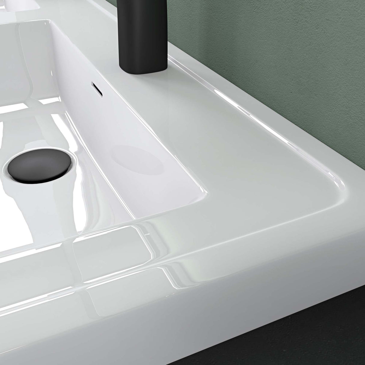 glasvilla Lavabo Lavabo empotrado Cuenca rectangular de mineral con desbordamiento Col8