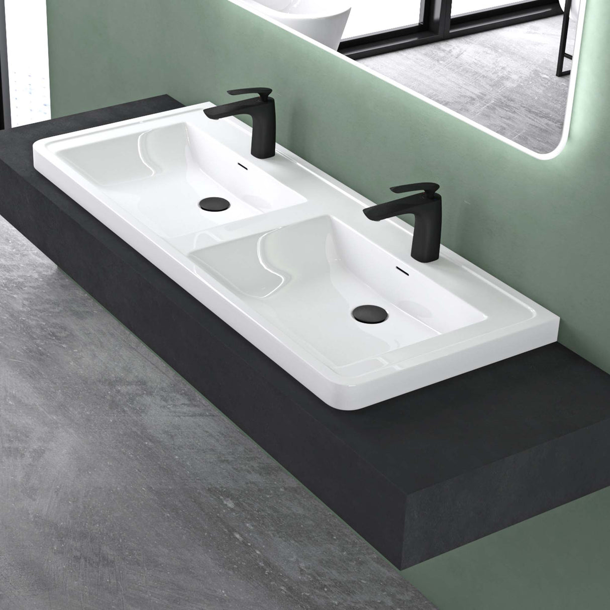 glasvilla Lavabo Lavabo empotrado Cuenca rectangular de mineral con desbordamiento Col8