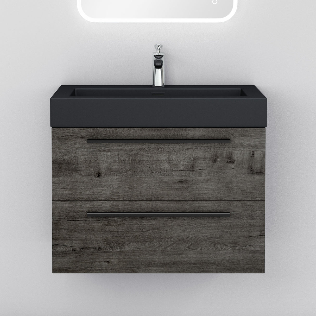 glasvilla Mobile Bagno Sospeso con Lavabo Mobiletto per Bagno con Lavabo in Antracite da Minerale Fuso Quadratto