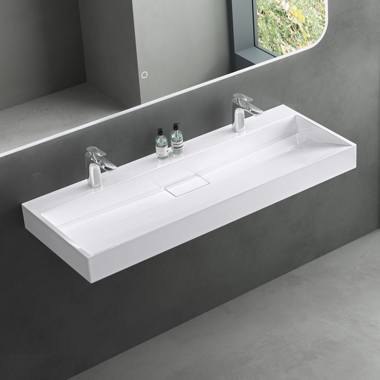 glasvilla Lavabo da Appoggio da Marmo fuso Lavabo Bagno Sospeso Lavandino Bagno Rettangolare Scarico Incluso Colossum19