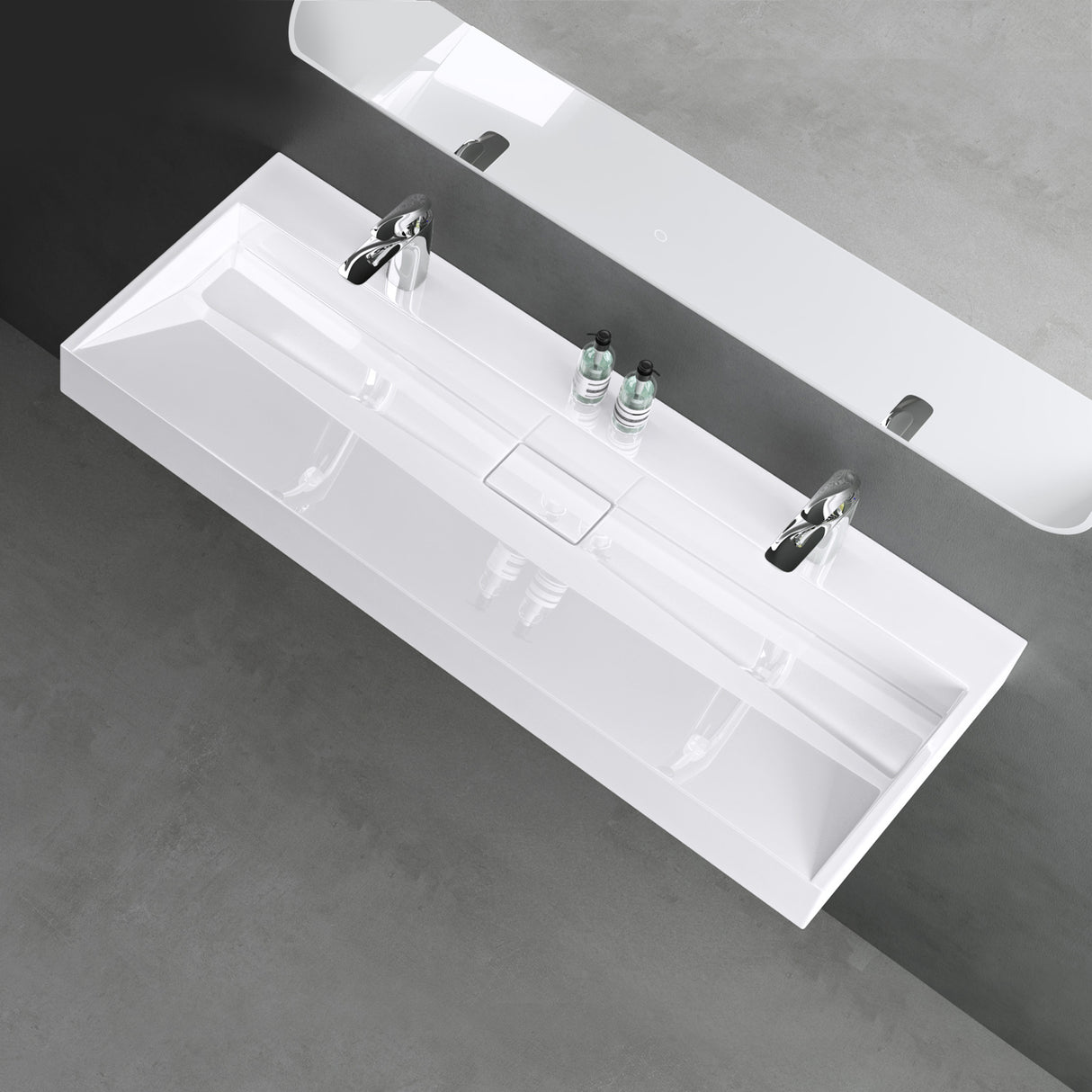 glasvilla Lavabo da Appoggio da Marmo fuso Lavabo Bagno Sospeso Lavandino Bagno Rettangolare Scarico Incluso Colossum19