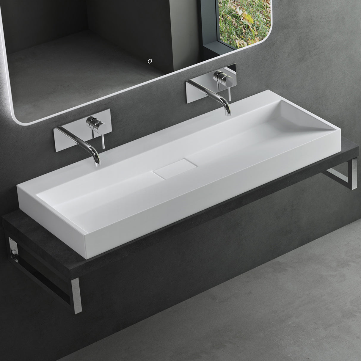 glasvilla Lavabo da Appoggio da Marmo fuso Lavabo Bagno Sospeso Lavandino Bagno Rettangolare Scarico Incluso Colossum19