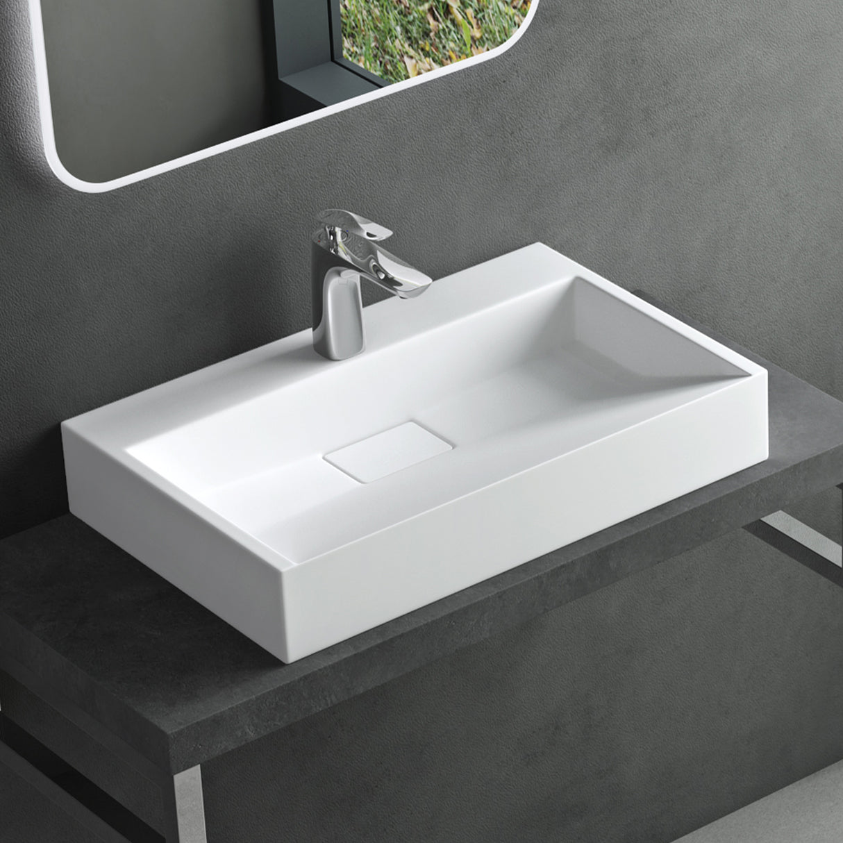 glasvilla Lavabo da Appoggio da Marmo fuso Lavabo Bagno Sospeso Lavandino Bagno Rettangolare Scarico Incluso Colossum19