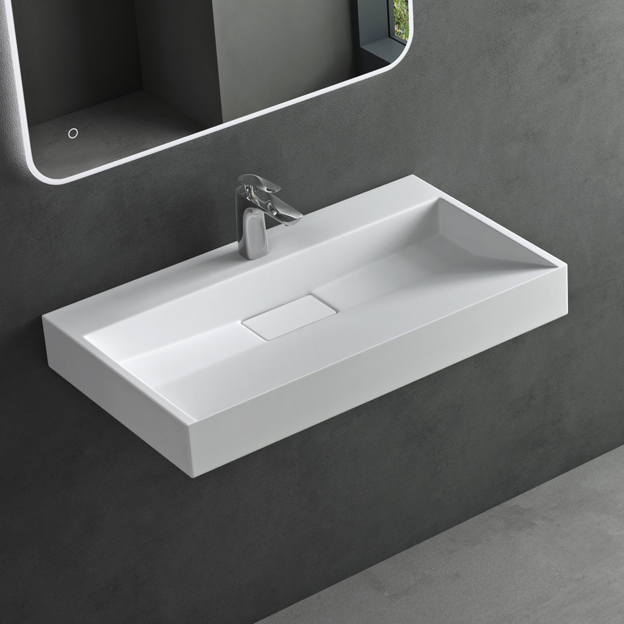 glasvilla Lavabo da Appoggio da Marmo fuso Lavabo Bagno Sospeso Lavandino Bagno Rettangolare Scarico Incluso Colossum19