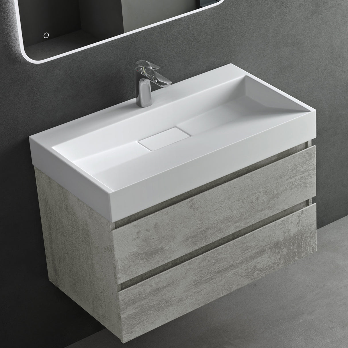 glasvilla Lavabo da Appoggio da Marmo fuso Lavabo Bagno Sospeso Lavandino Bagno Rettangolare Scarico Incluso Colossum19