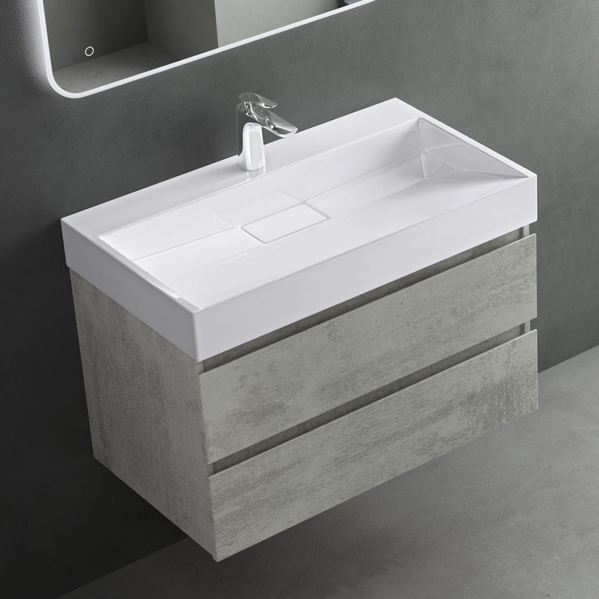 glasvilla Lavabo da Appoggio da Marmo fuso Lavabo Bagno Sospeso Lavandino Bagno Rettangolare Scarico Incluso Colossum19