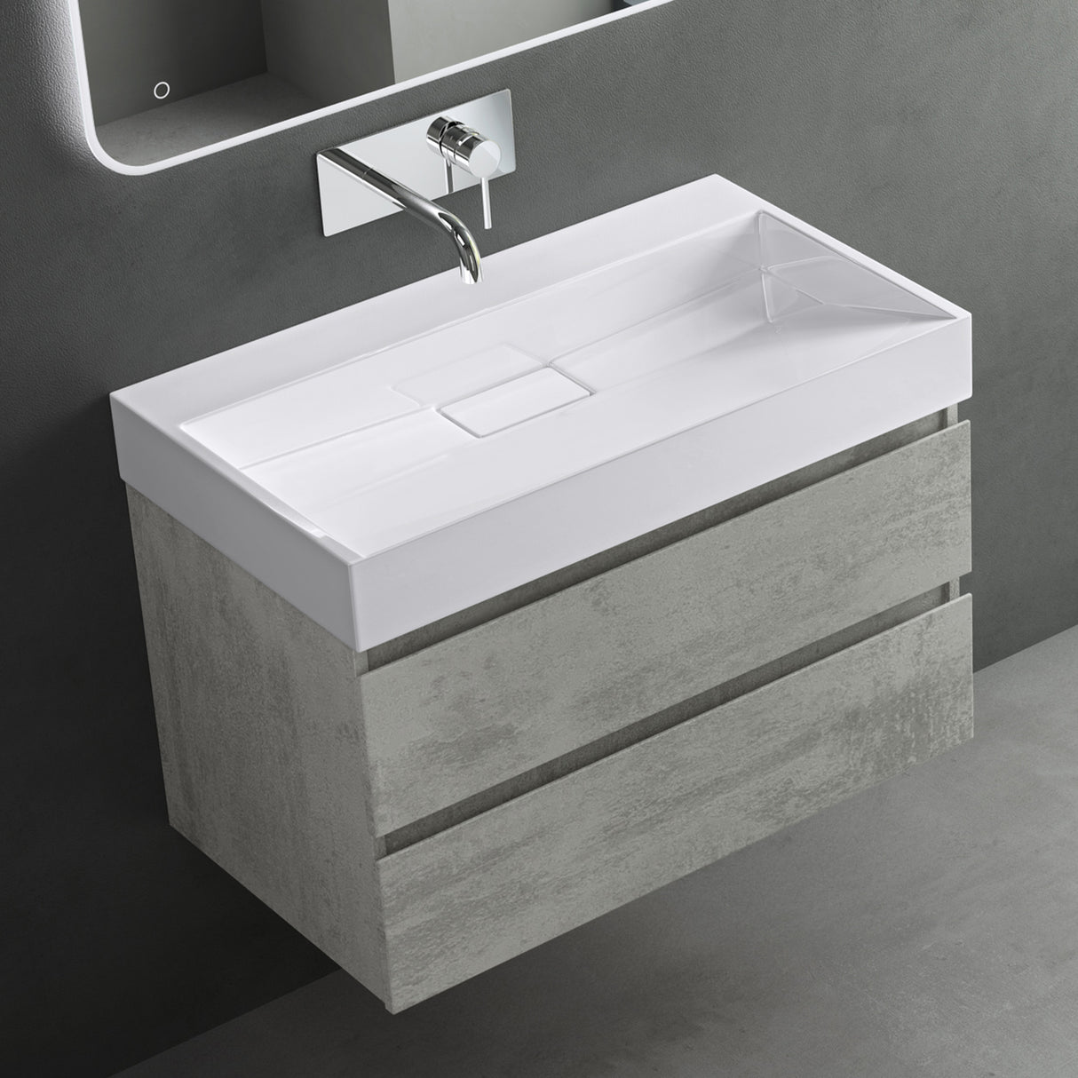 glasvilla Lavabo da Appoggio da Marmo fuso Lavabo Bagno Sospeso Lavandino Bagno Rettangolare Scarico Incluso Colossum19