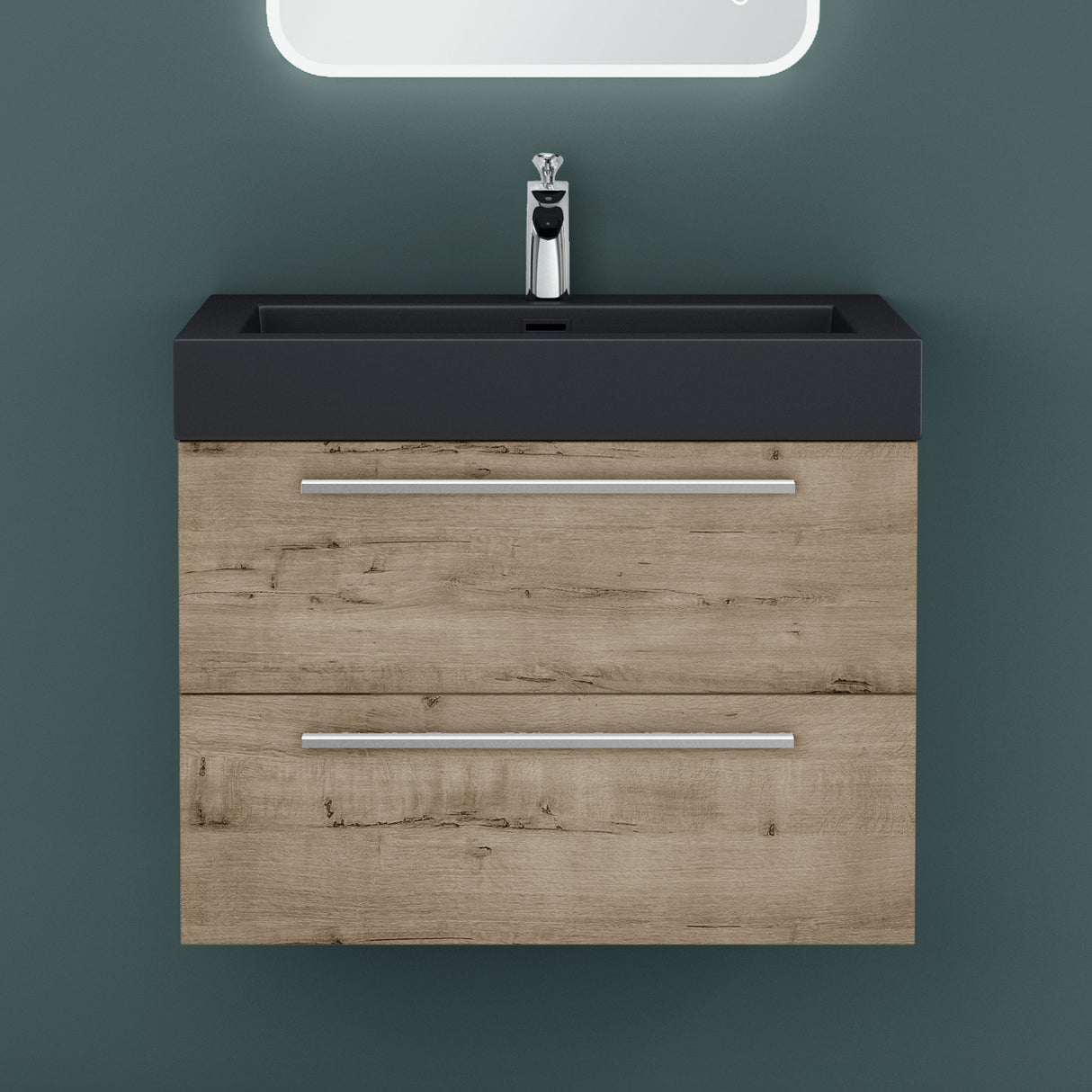 glasvilla Mobile Bagno Sospeso con Lavabo Mobiletto per Bagno con Lavabo in Antracite da Minerale Fuso Quadratto
