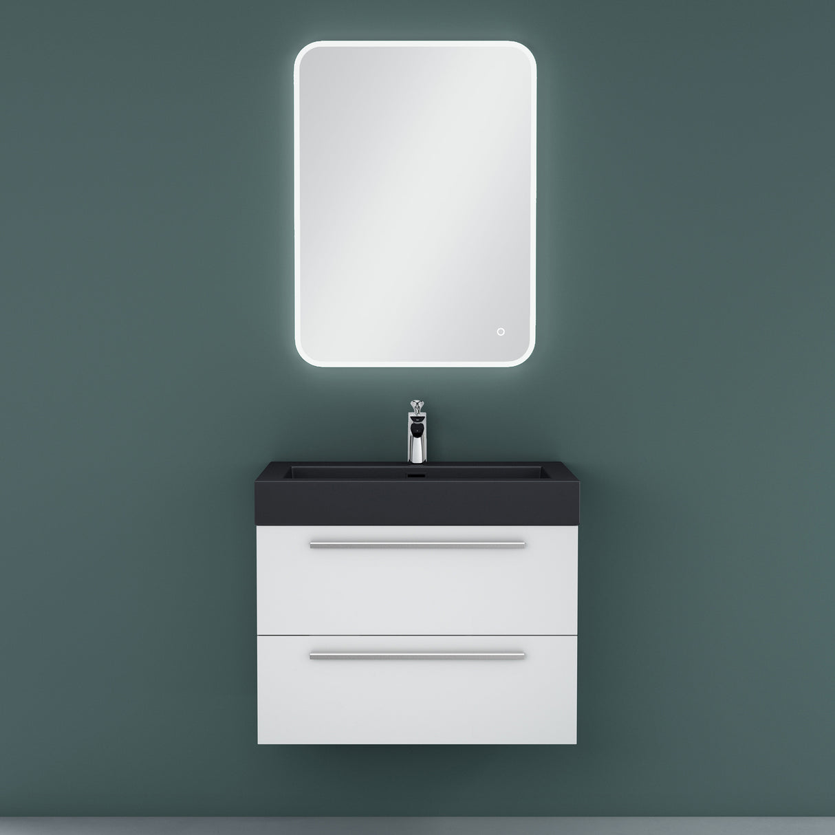 glasvilla Mobile Bagno Sospeso con Lavabo Mobiletto per Bagno con Lavabo in Antracite da Minerale Fuso Quadratto