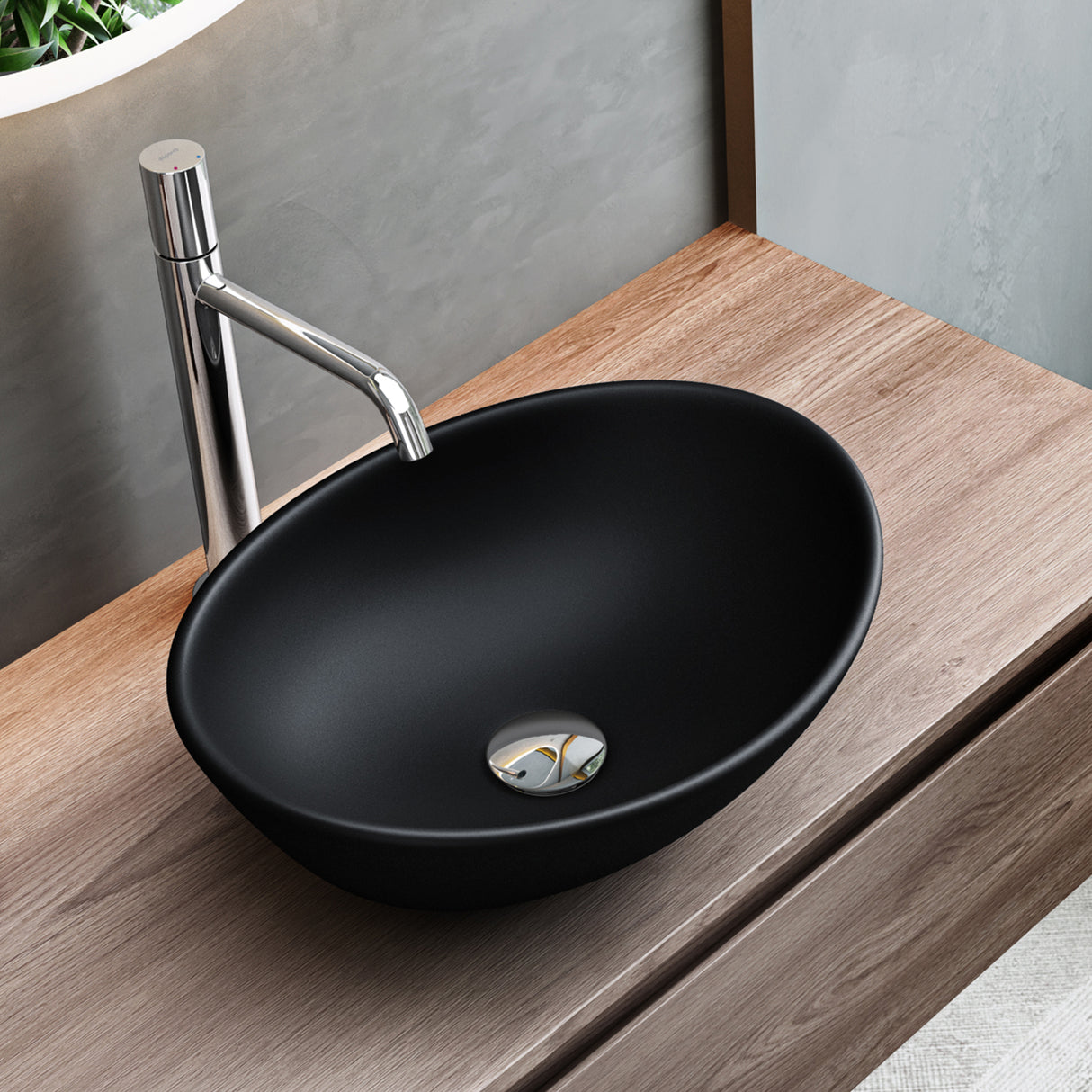 Lavabo de Encimera Glasvilla Brüssel205 Diseño Ovalado con Sellado Nano