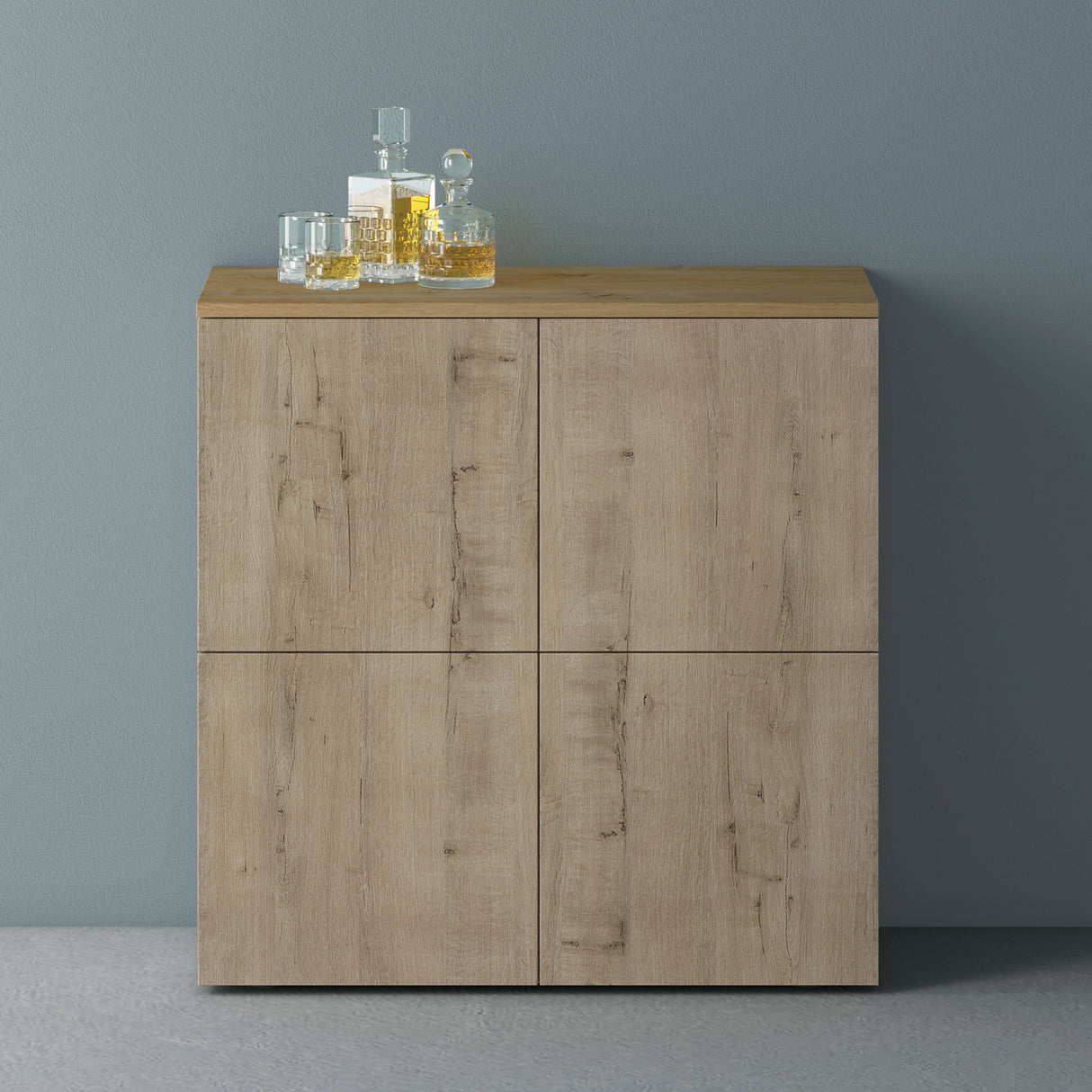 glasvilla Mobile Contenitore con 4 ante e 4 vani per Soggiorno, Sala da Pranzo, Camera da Letto Schrank04