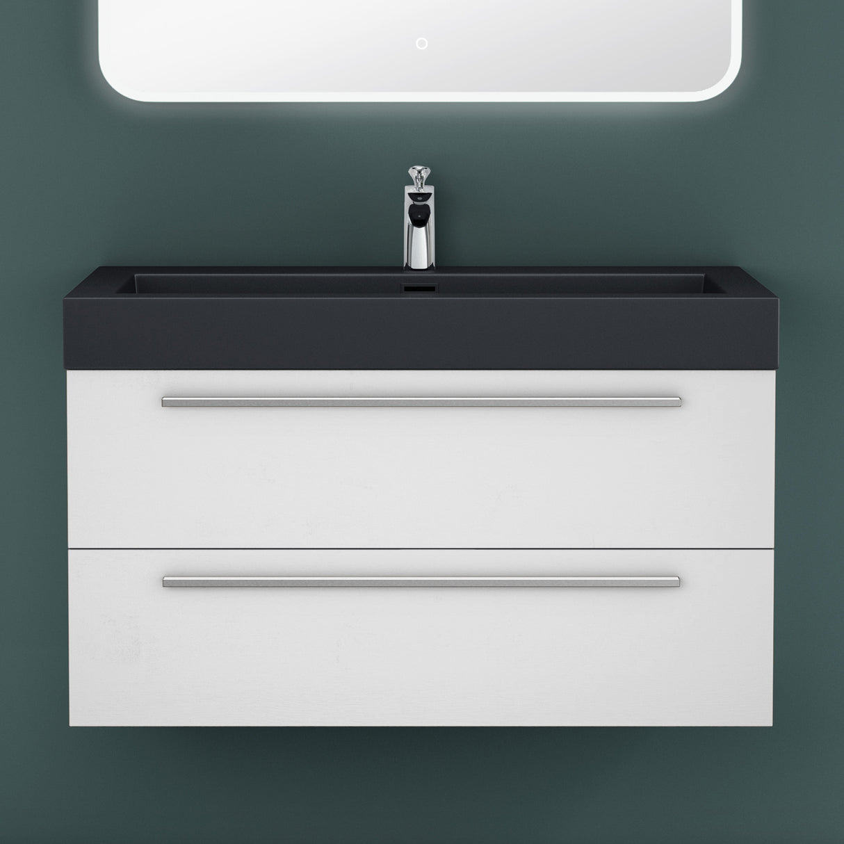 glasvilla Mobile Bagno Sospeso con Lavabo Mobiletto per Bagno con Lavabo in Antracite da Minerale Fuso Quadratto