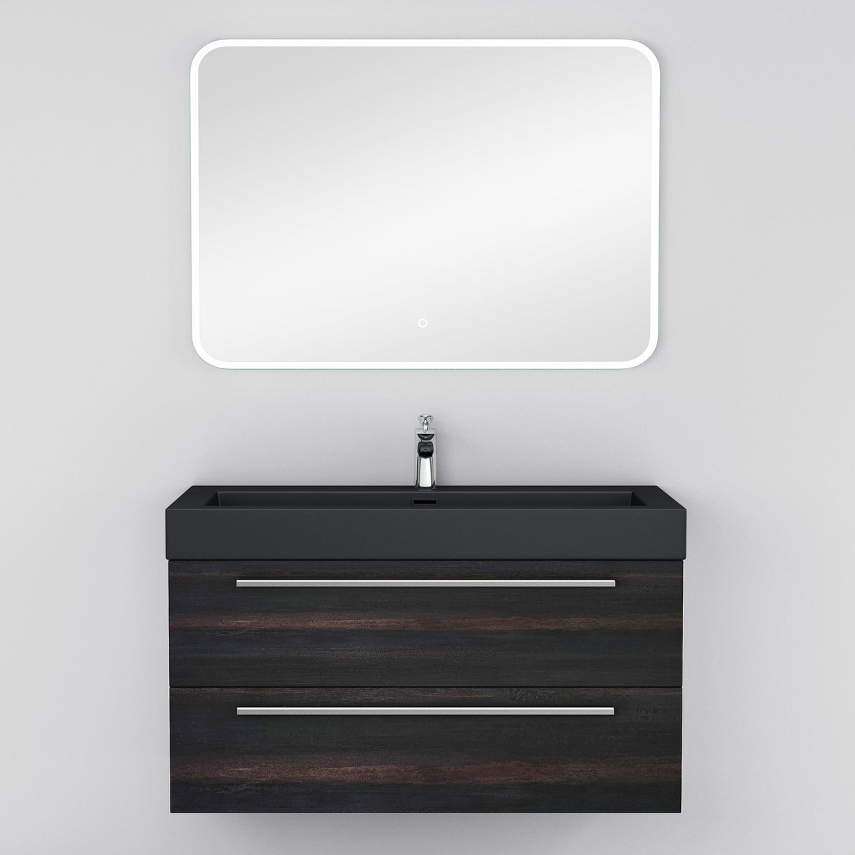 glasvilla Mobile Bagno Sospeso con Lavabo Mobiletto per Bagno con Lavabo in Antracite da Minerale Fuso Quadratto