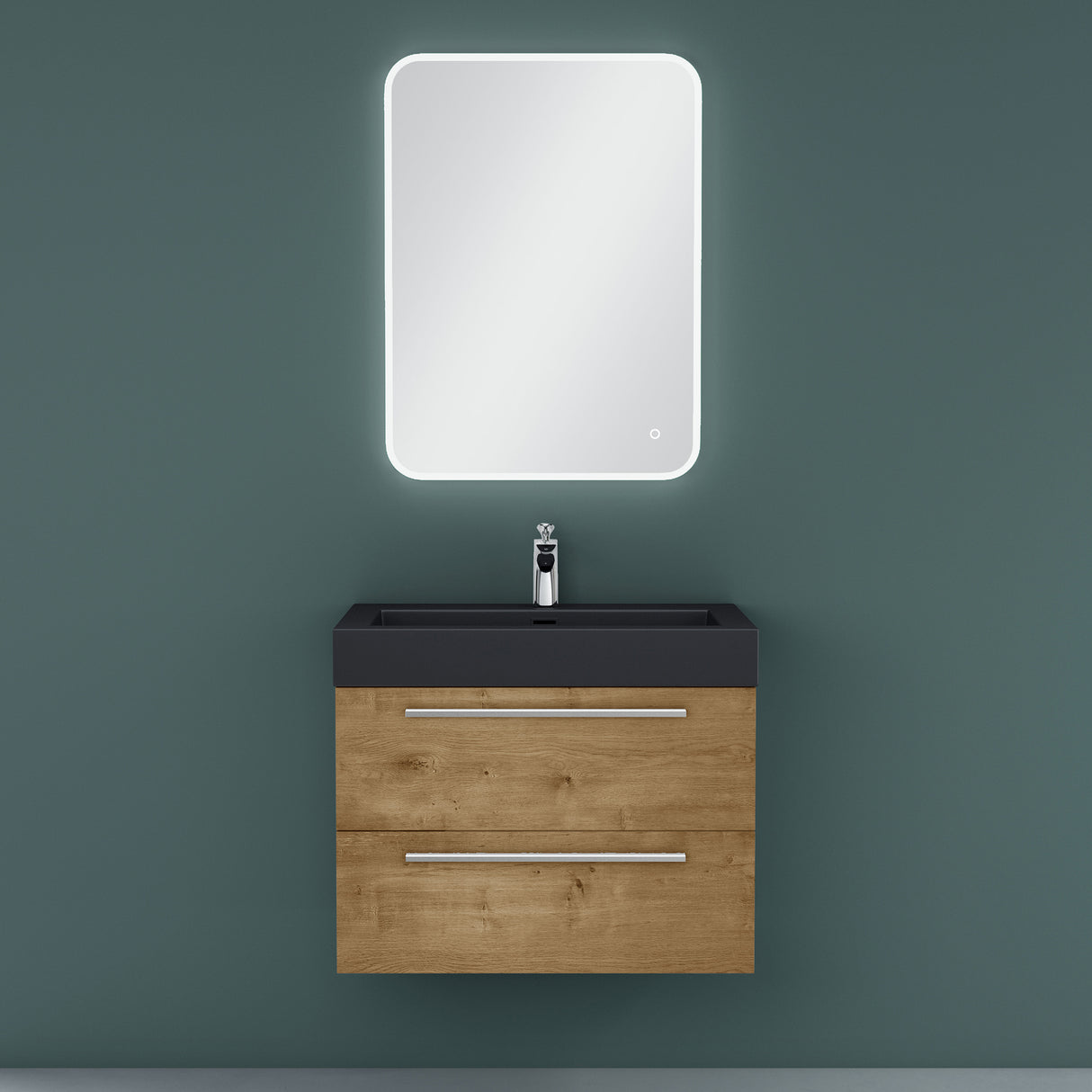glasvilla Mobile Bagno Sospeso con Lavabo Mobiletto per Bagno con Lavabo in Antracite da Minerale Fuso Quadratto
