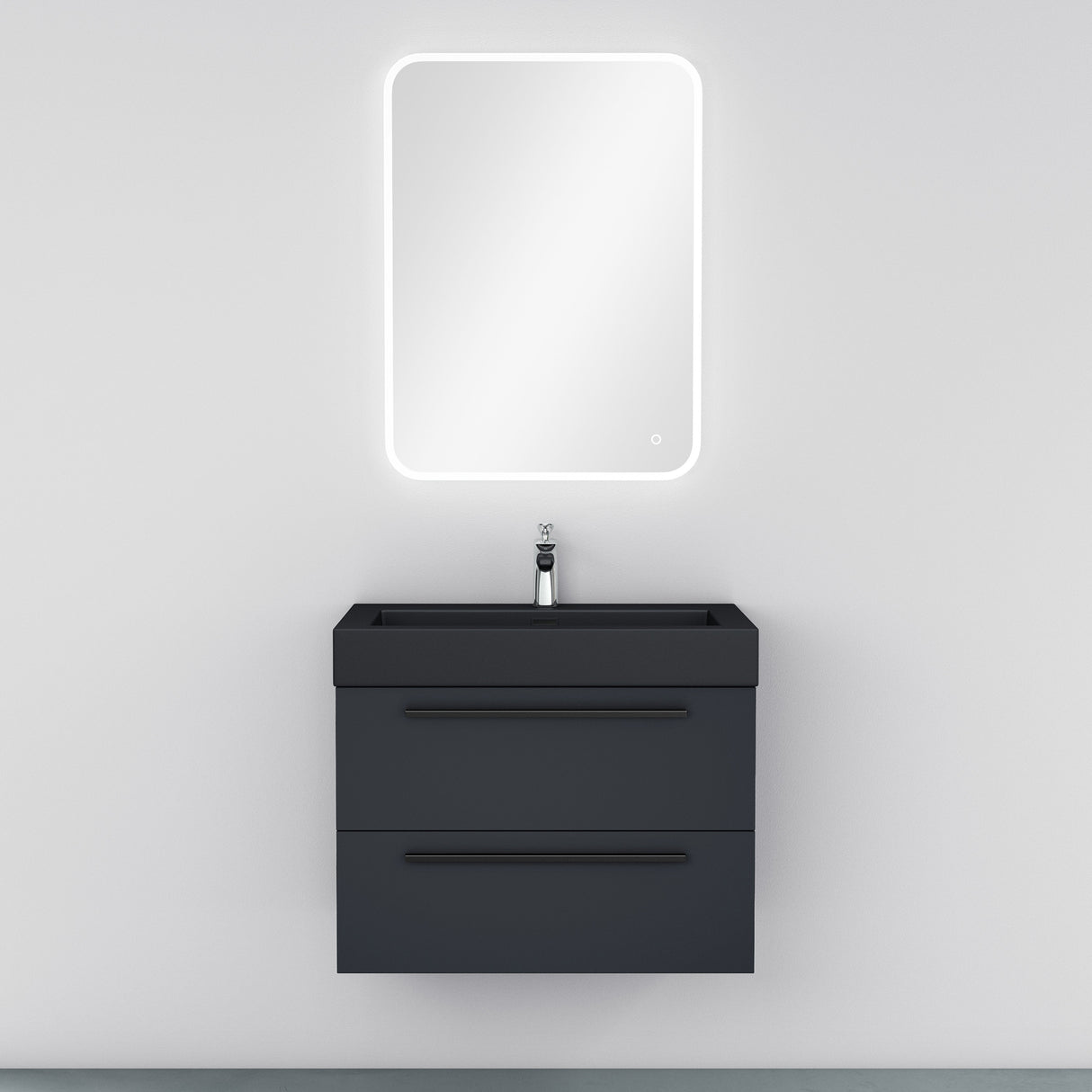 glasvilla Mobile Bagno Sospeso con Lavabo Mobiletto per Bagno con Lavabo in Antracite da Minerale Fuso Quadratto