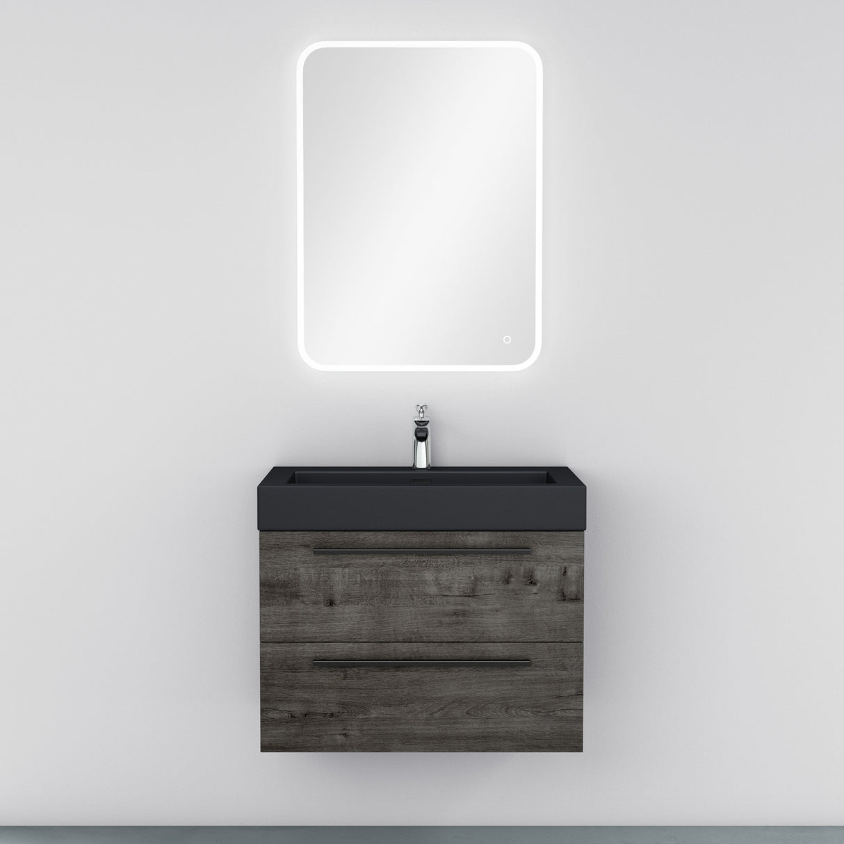 glasvilla Mobile Bagno Sospeso con Lavabo Mobiletto per Bagno con Lavabo in Antracite da Minerale Fuso Quadratto