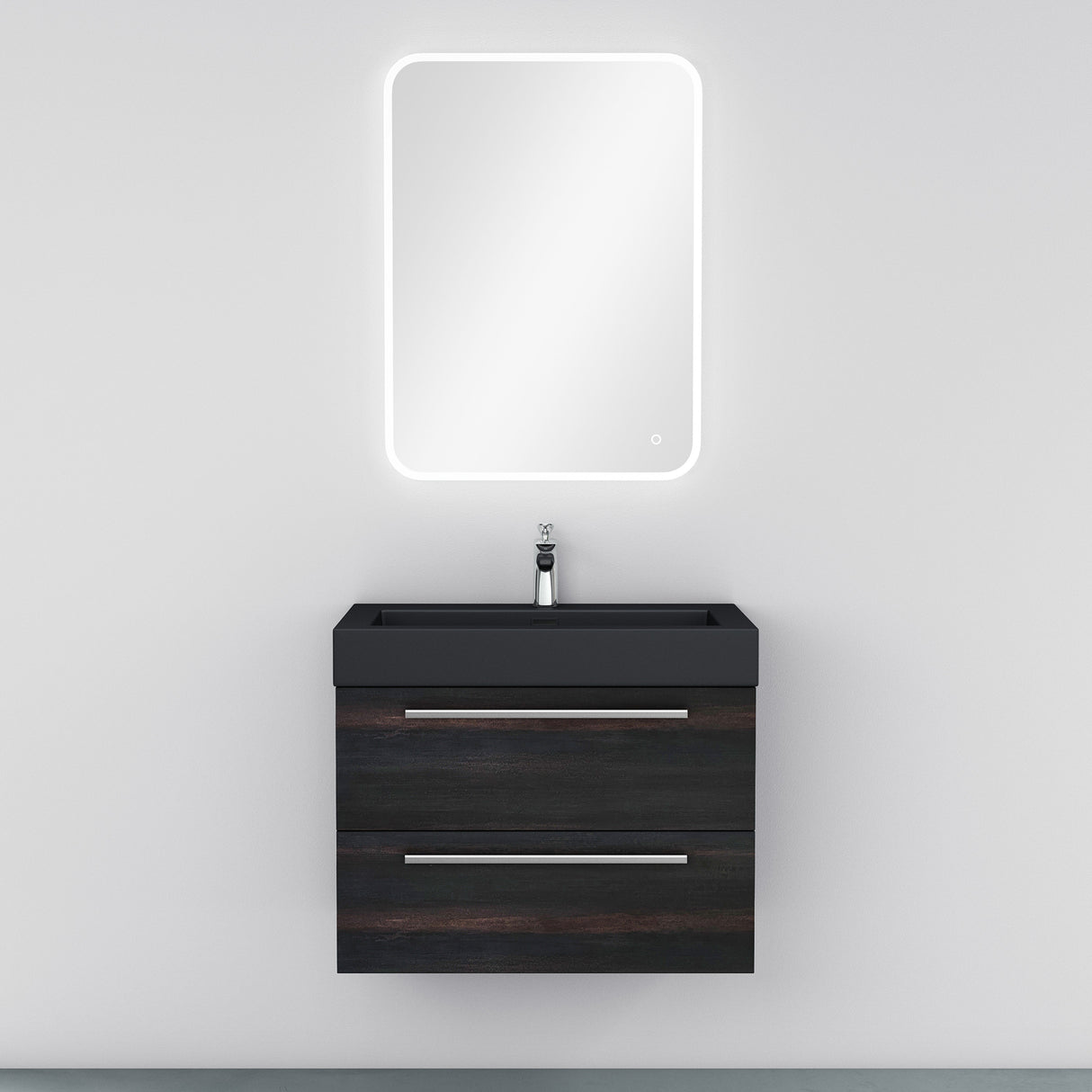 glasvilla Mobile Bagno Sospeso con Lavabo Mobiletto per Bagno con Lavabo in Antracite da Minerale Fuso Quadratto