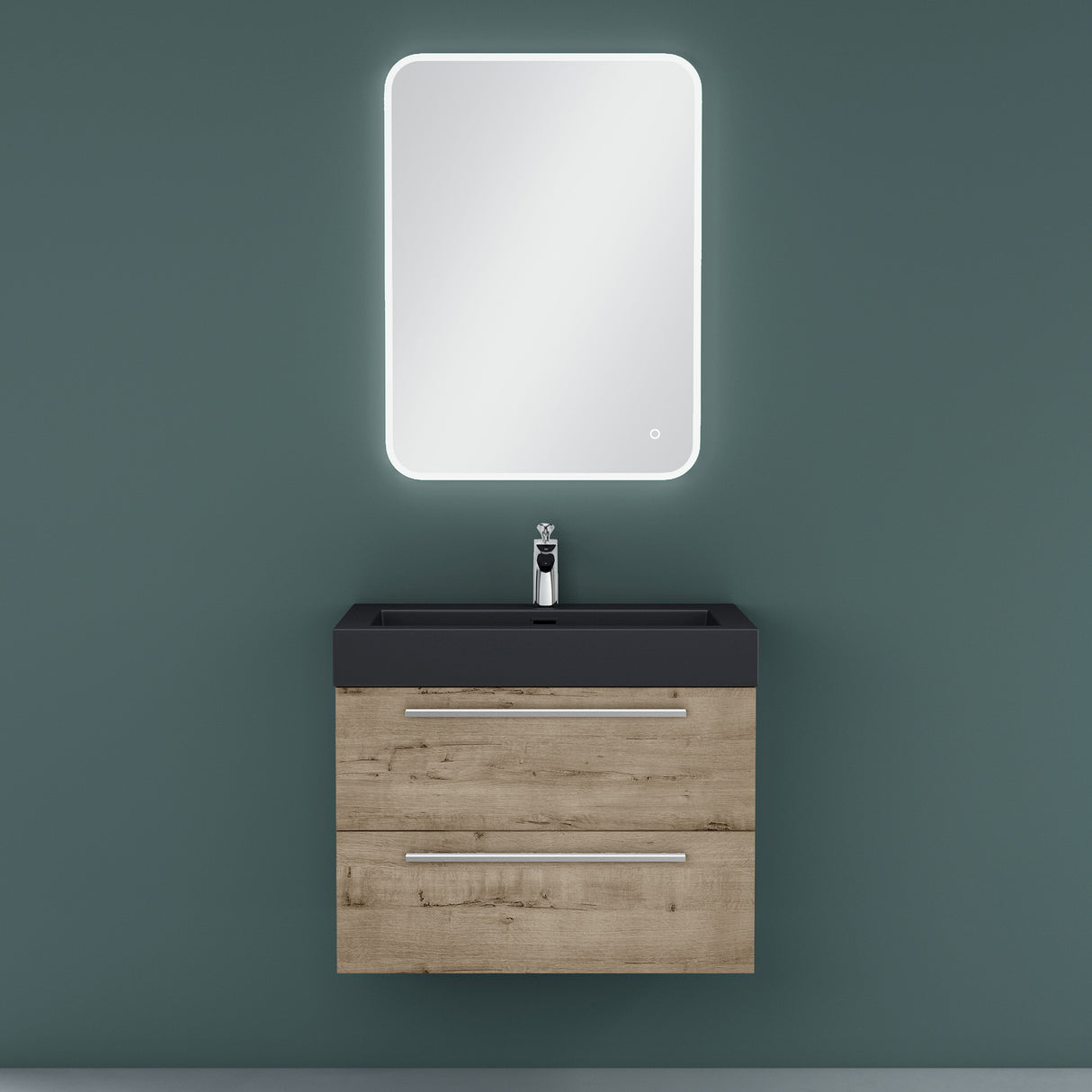 glasvilla Mobile Bagno Sospeso con Lavabo Mobiletto per Bagno con Lavabo in Antracite da Minerale Fuso Quadratto