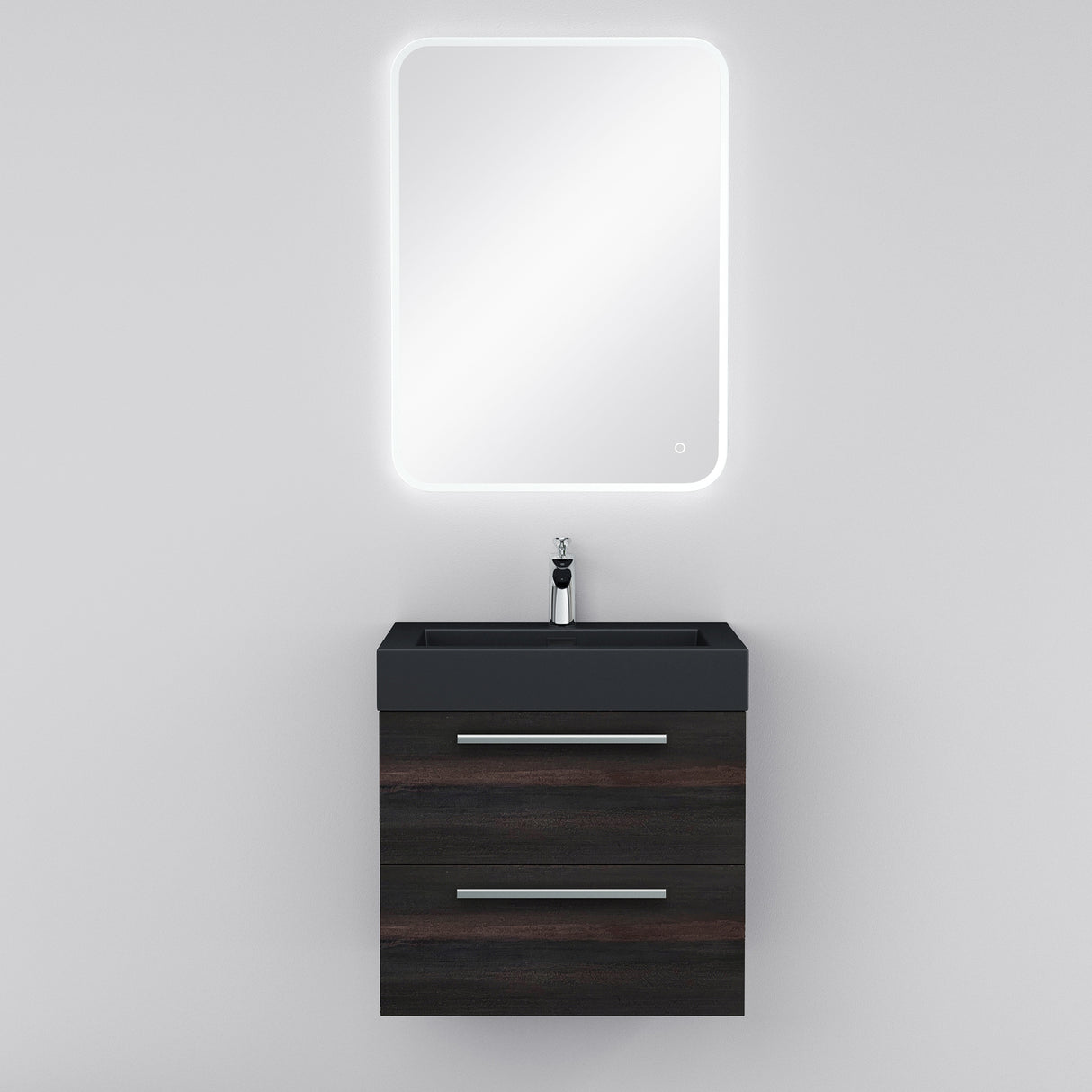 glasvilla Mobile Bagno Sospeso con Lavabo Mobiletto per Bagno con Lavabo in Antracite da Minerale Fuso Quadratto