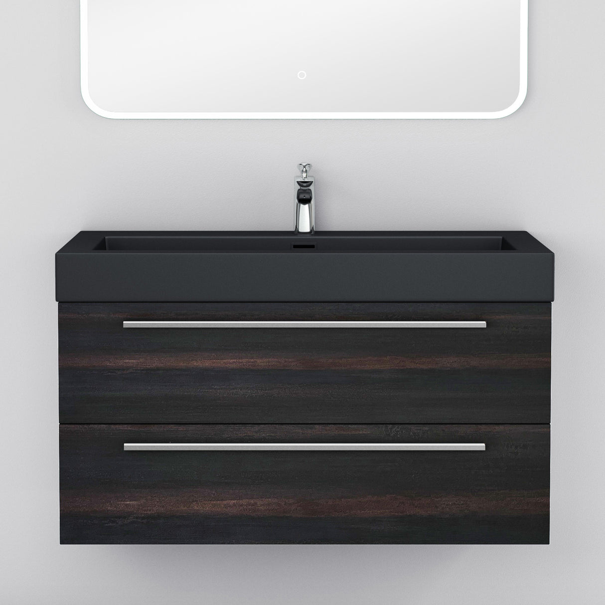 glasvilla Mobile Bagno Sospeso con Lavabo Mobiletto per Bagno con Lavabo in Antracite da Minerale Fuso Quadratto