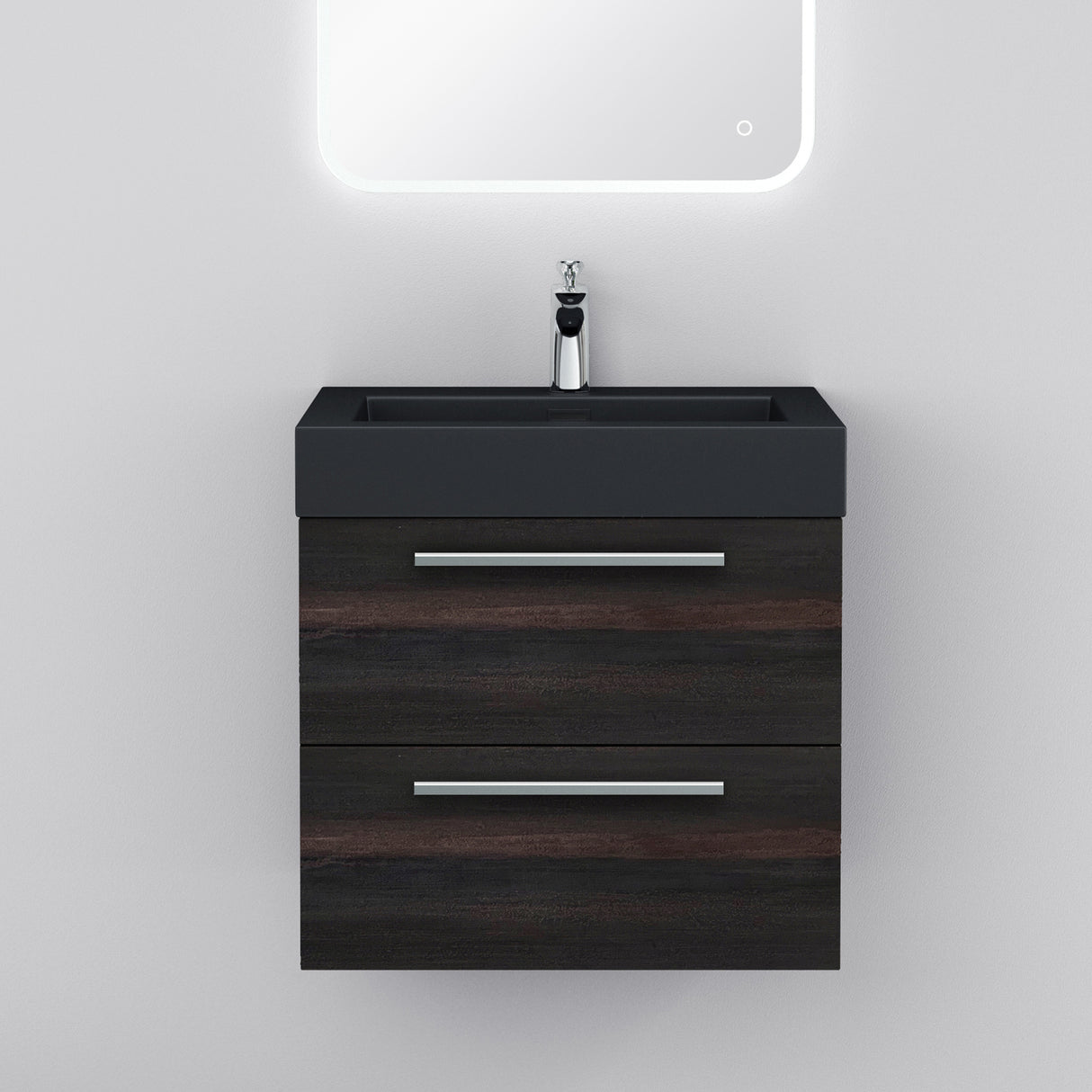 glasvilla Mobile Bagno Sospeso con Lavabo Mobiletto per Bagno con Lavabo in Antracite da Minerale Fuso Quadratto