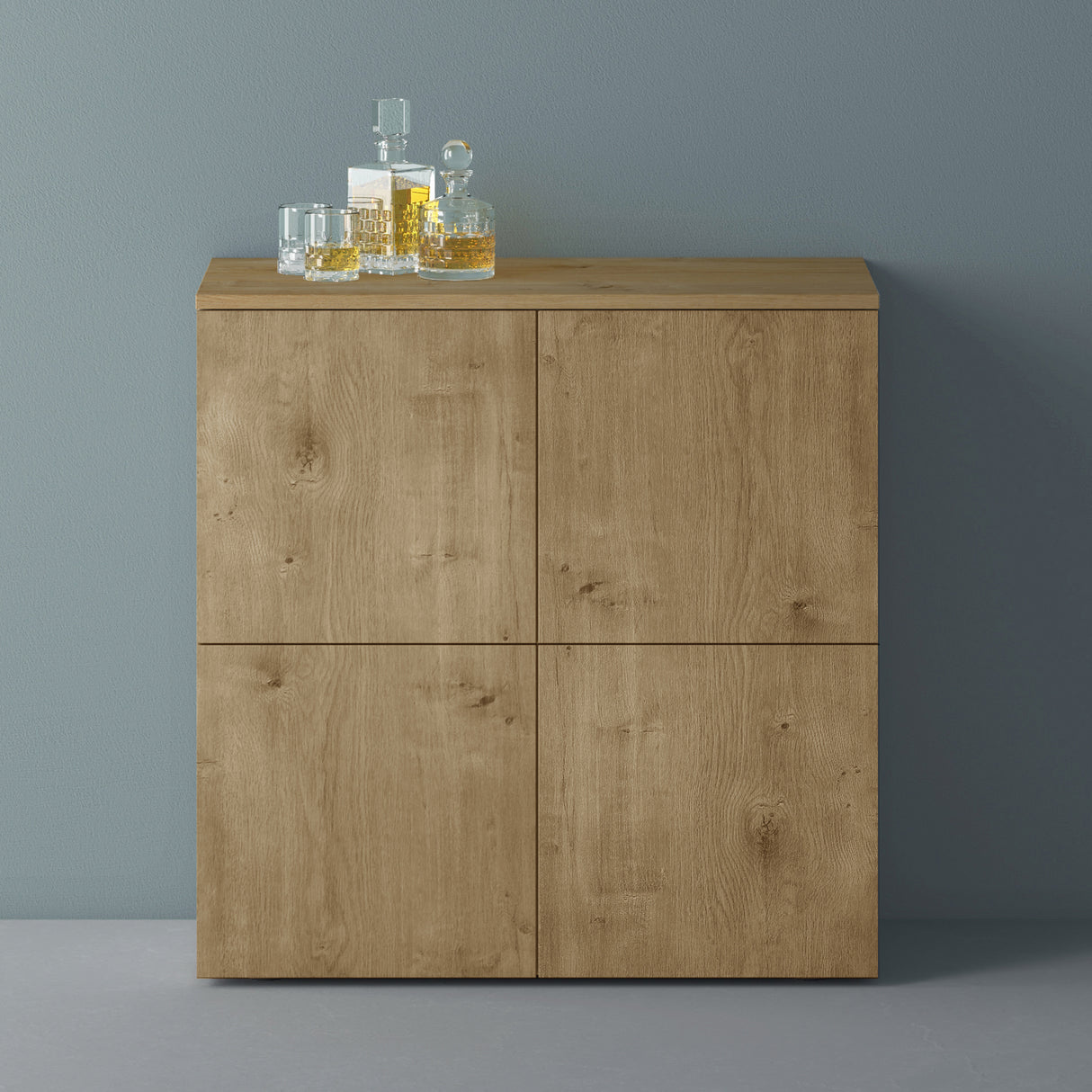 glasvilla Mobile Contenitore con 4 ante e 4 vani per Soggiorno, Sala da Pranzo, Camera da Letto Schrank04