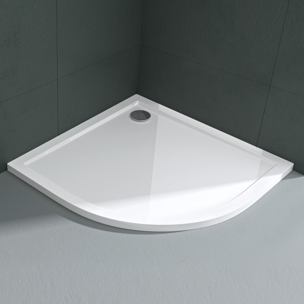 piatto doccia glasvilla in acrilico sanitario a quarto di cerchio Faro3