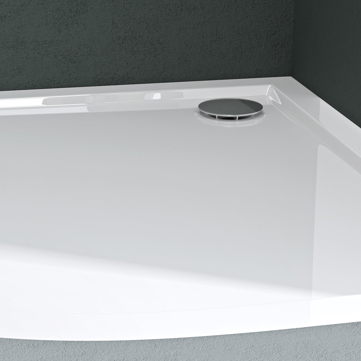 piatto doccia glasvilla in acrilico sanitario a quarto di cerchio Faro3