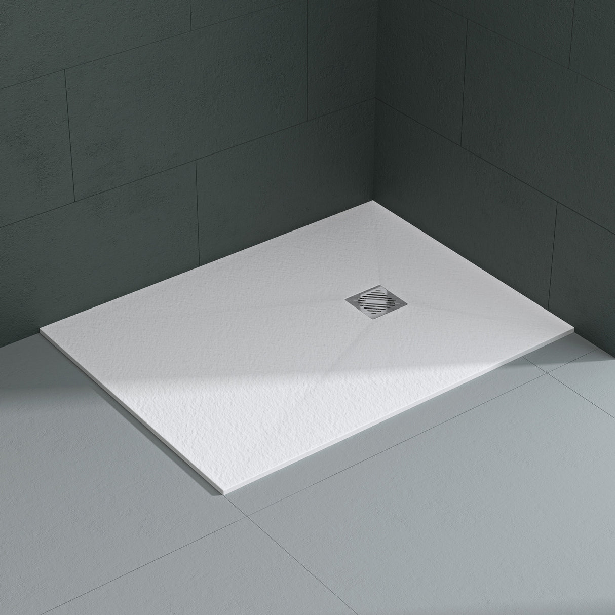 glasvilla Piatto Doccia in Pietra Artificiale Piatto Doccia con Attacco DIN, Altezza 3CM, Geoma09