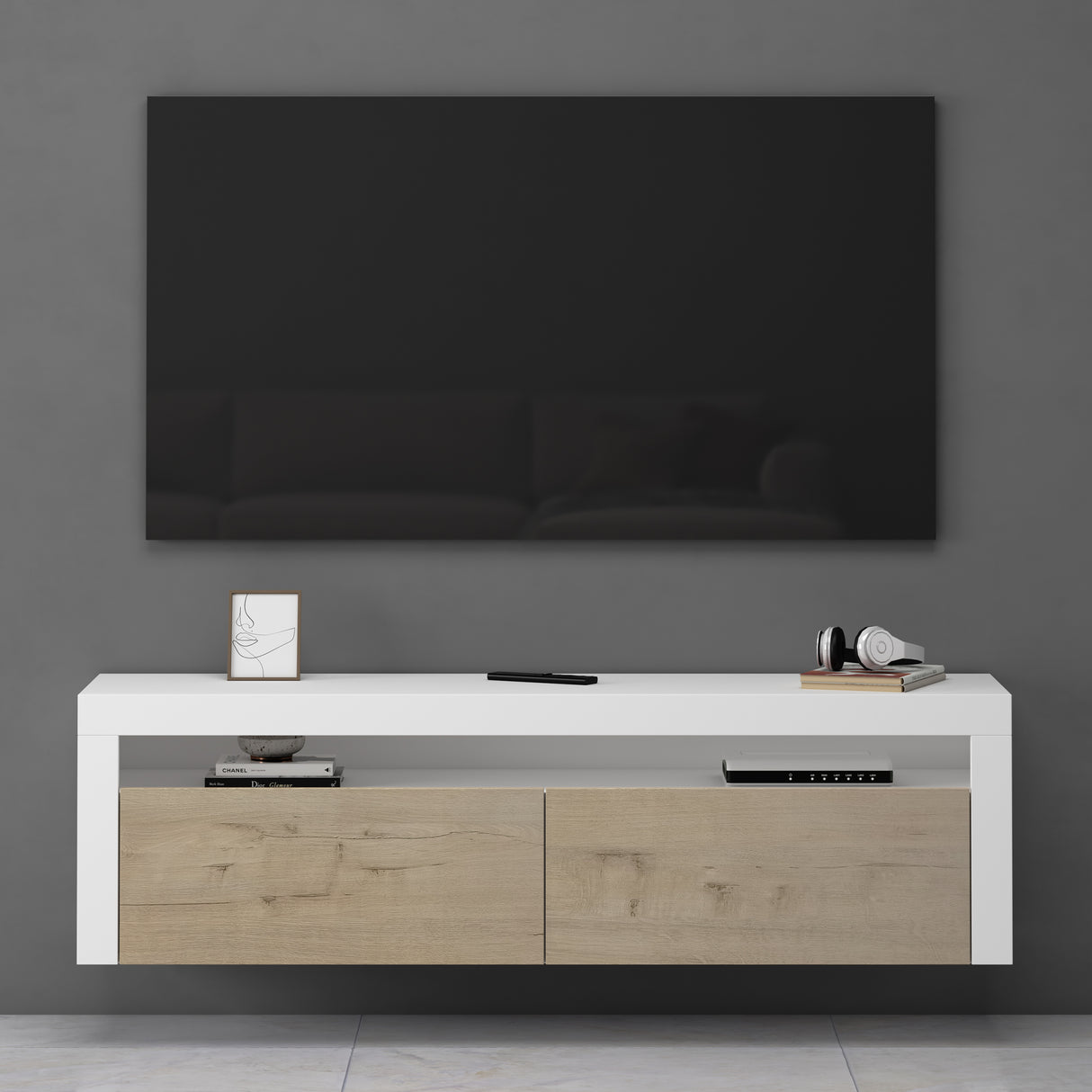 glasvilla Mobile TV per Televisore 160x40x46cm Armadietto per TV con 2 Ante Armadietto Basso Soft-close per Soggiorno, Sala da Pranzo, Camera da Letto Fernsehschrank01