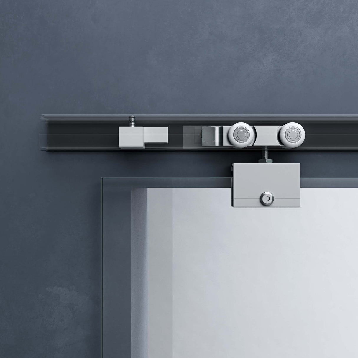 conjunto completo de puerta corredera de vidrio glasvilla Amalfi H: 2050mm, tipo de manija: manija de barra, incluye. automatismo de cierre suave, 8mm vidrio de seguridad ESG