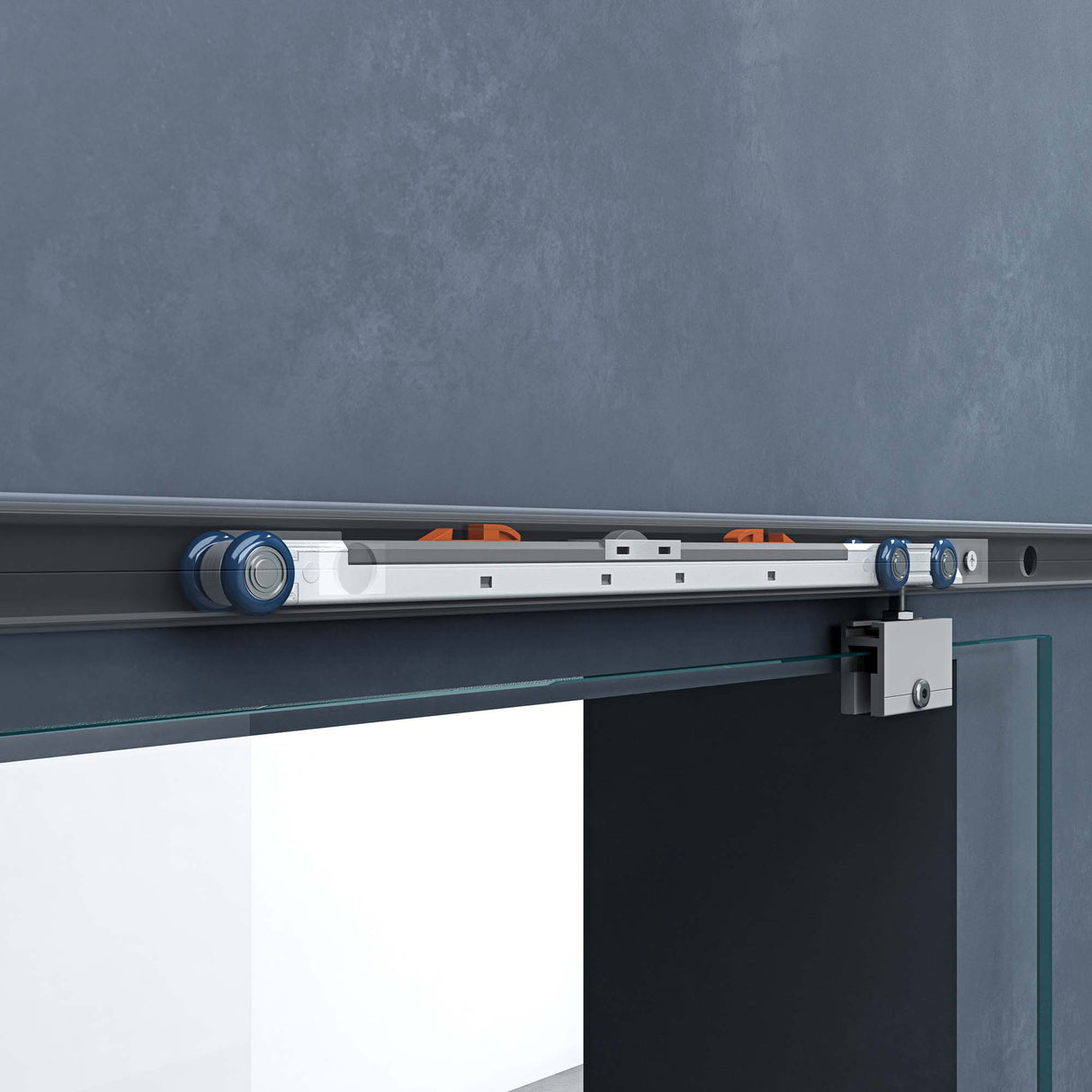 conjunto completo de puerta corredera de vidrio glasvilla Amalfi H: 2050mm, tipo de manija: manija de barra, incluye. automatismo de cierre suave, 8mm vidrio de seguridad ESG