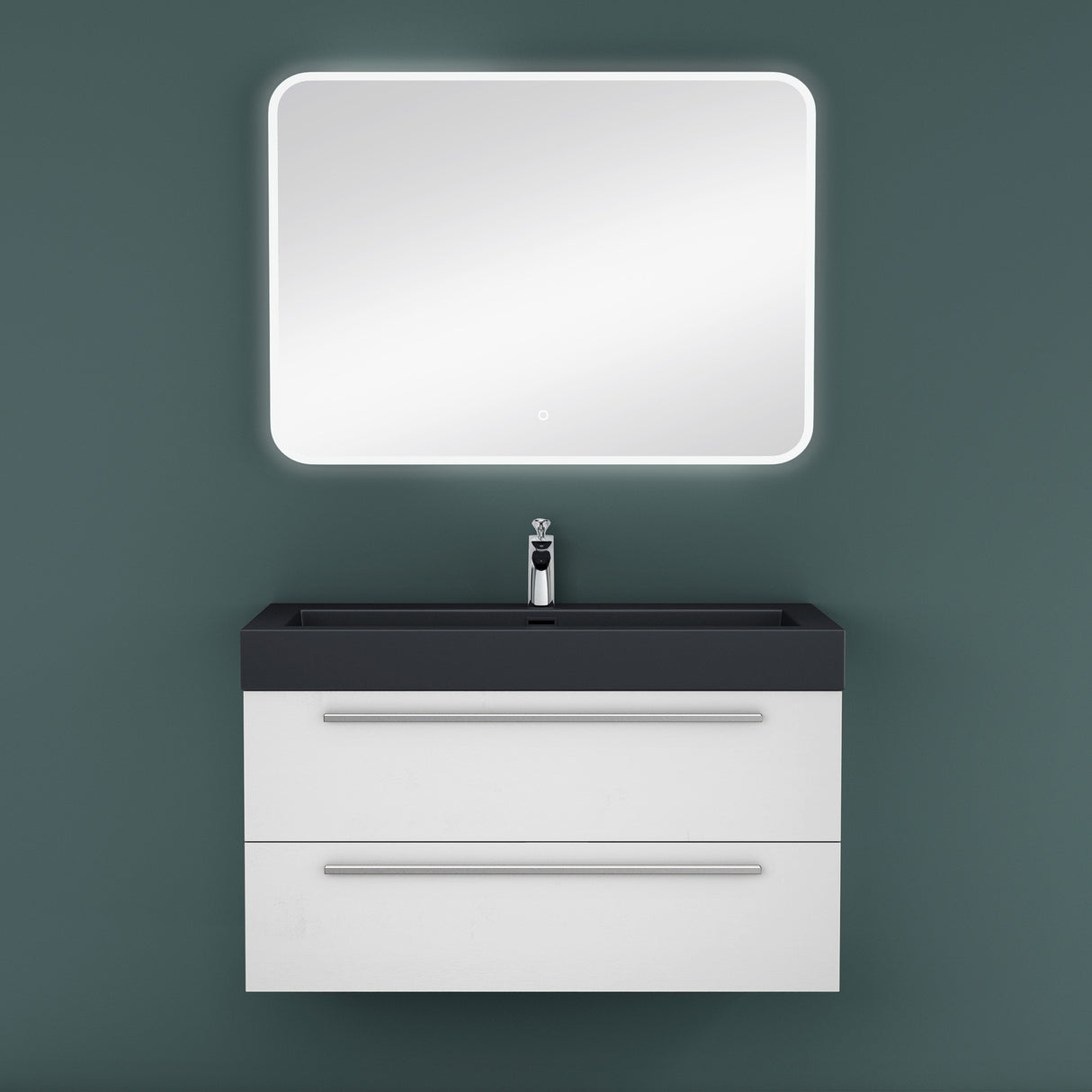 glasvilla Mobile Bagno Sospeso con Lavabo Mobiletto per Bagno con Lavabo in Antracite da Minerale Fuso Quadratto