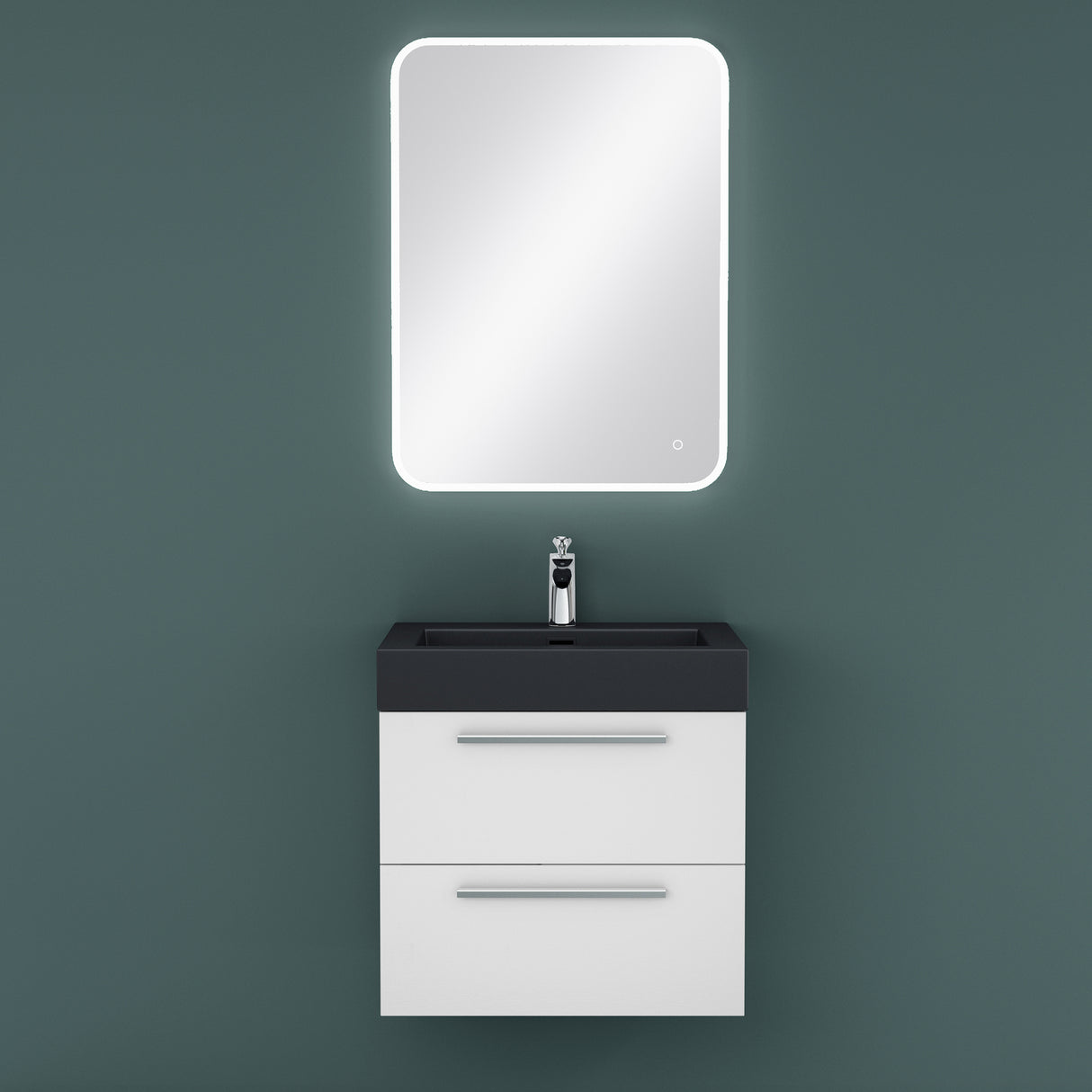 glasvilla Mobile Bagno Sospeso con Lavabo Mobiletto per Bagno con Lavabo in Antracite da Minerale Fuso Quadratto