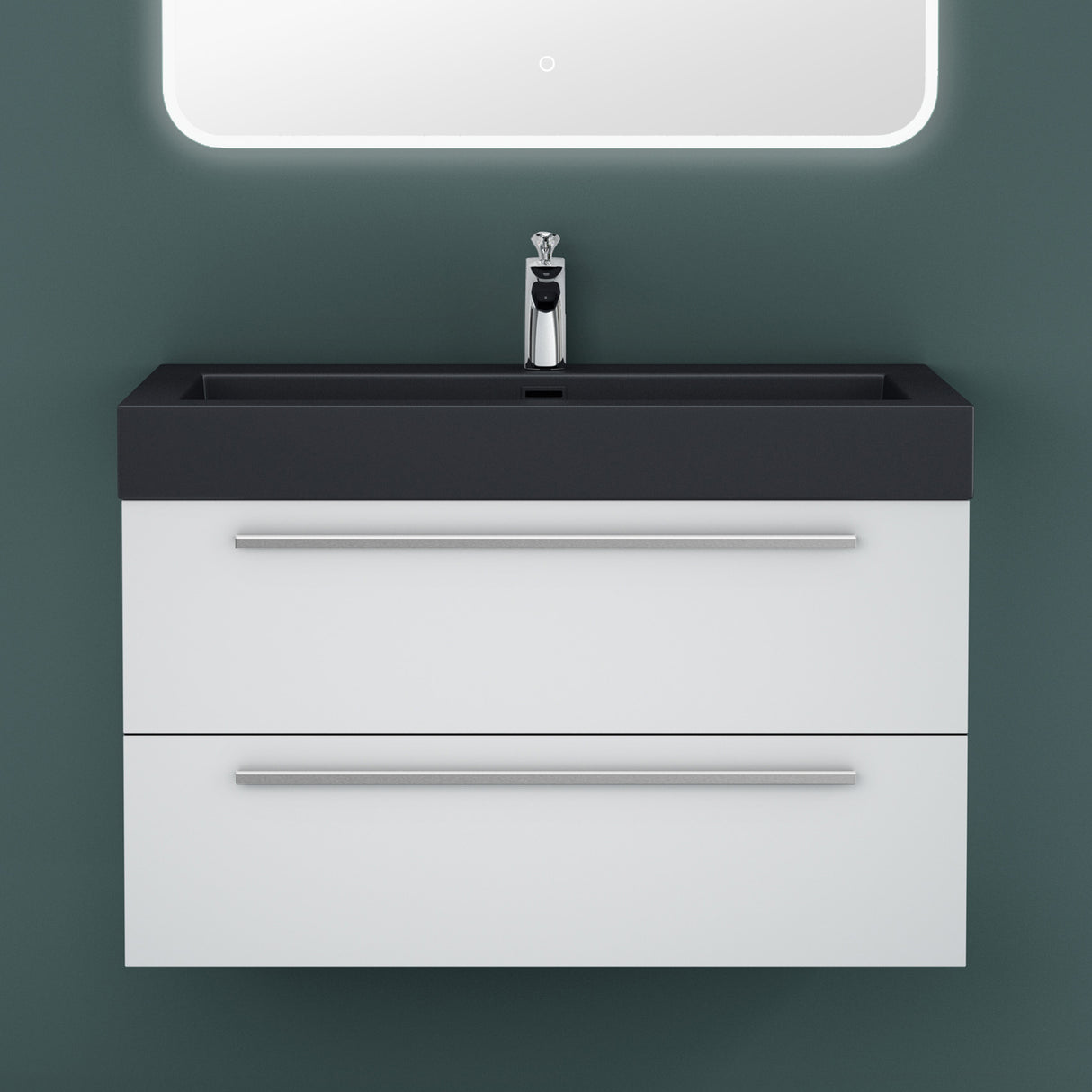 glasvilla Mobile Bagno Sospeso con Lavabo Mobiletto per Bagno con Lavabo in Antracite da Minerale Fuso Quadratto