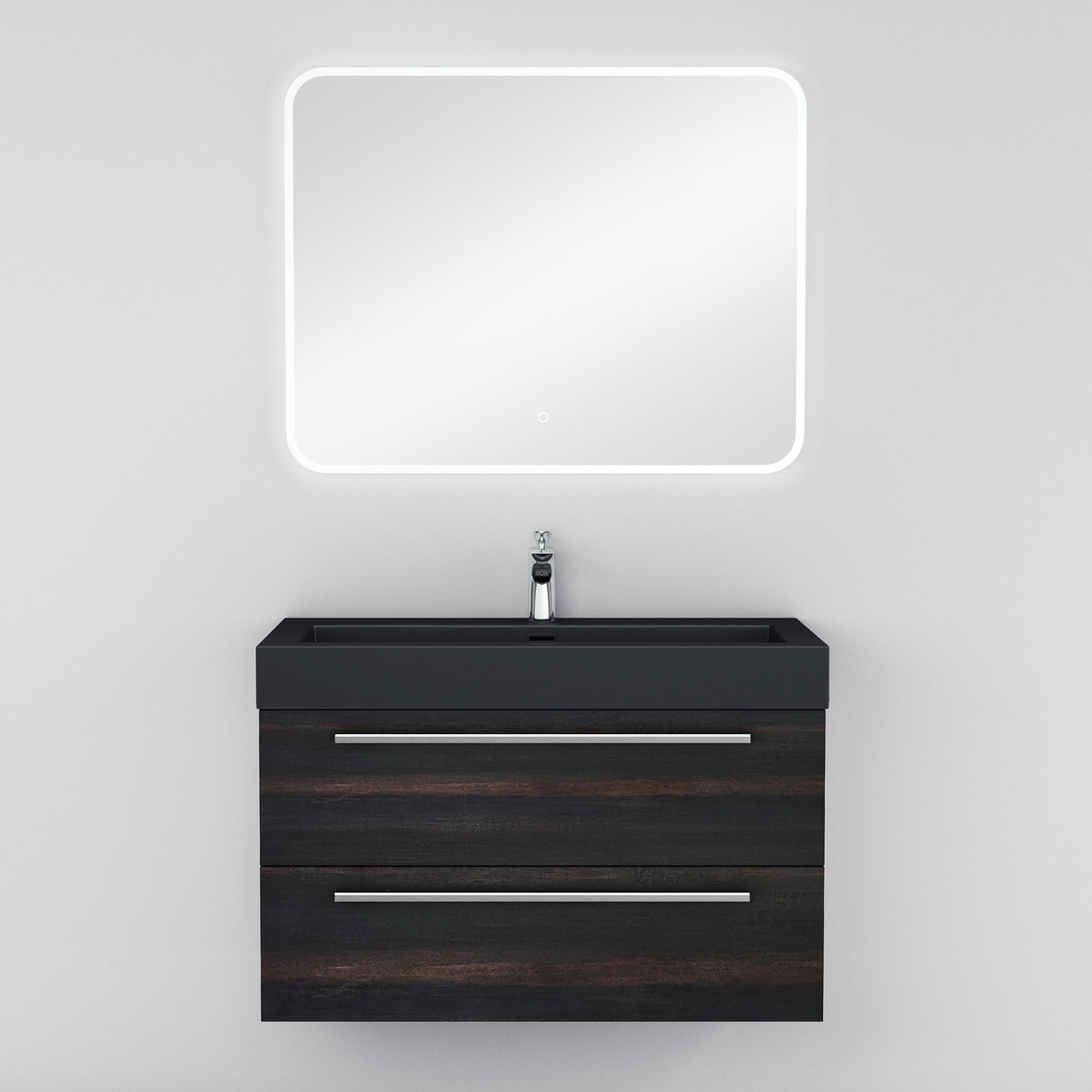 glasvilla Mobile Bagno Sospeso con Lavabo Mobiletto per Bagno con Lavabo in Antracite da Minerale Fuso Quadratto