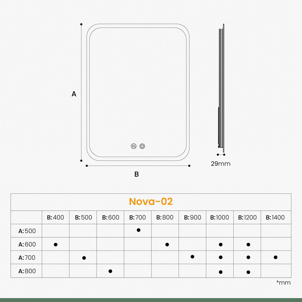 Glasvilla Design Espejo LED de Baño con Touch y Antivaho – Luz Regulable con Memoria Premium