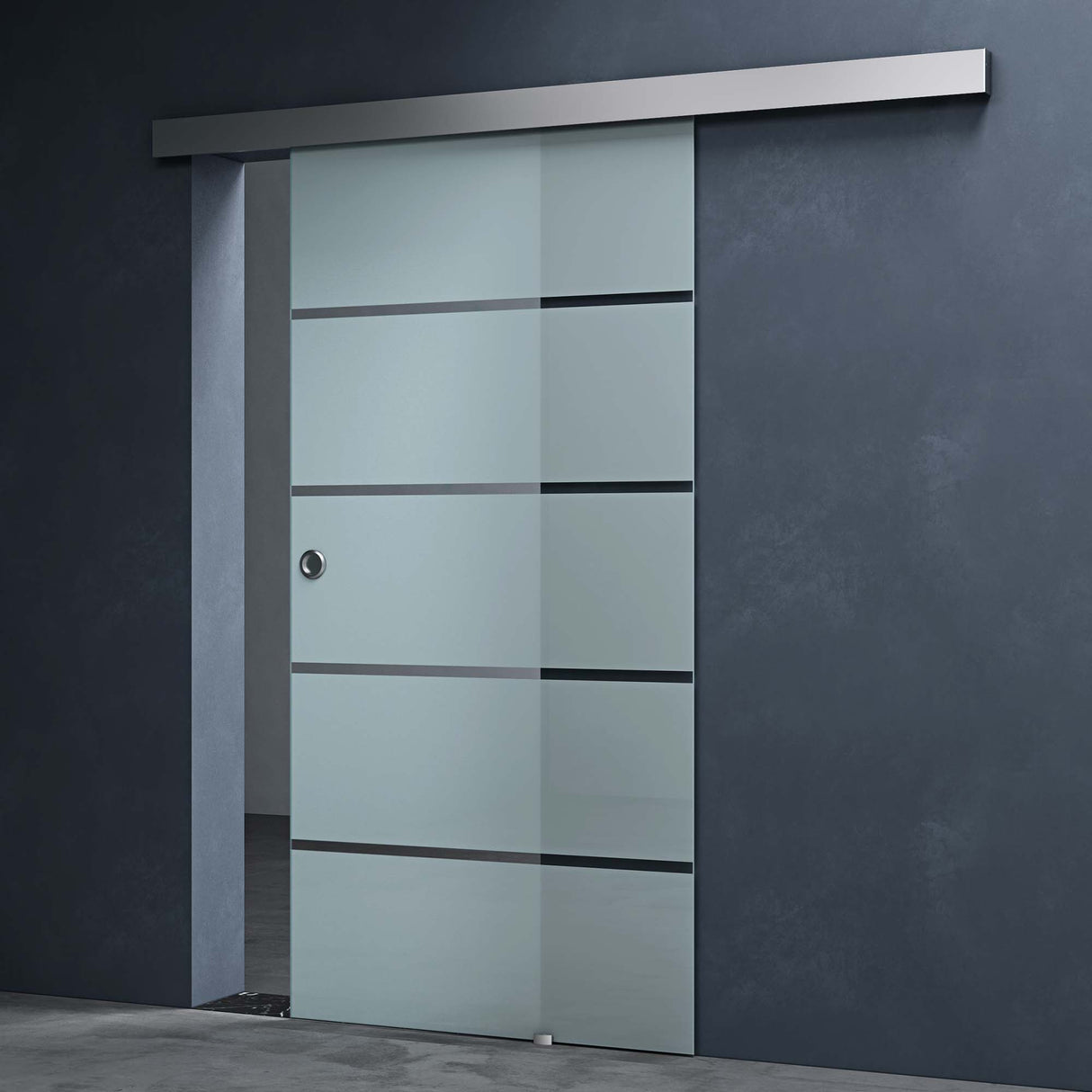 glasvilla Porta Scorrevole in Vetro 8mm, Porta Scorrevole in Vetro di Sicurezza ESG con Maniglia per Bagno Cucina Studio Ufficio, Altezza 2050 mm, Amalfi