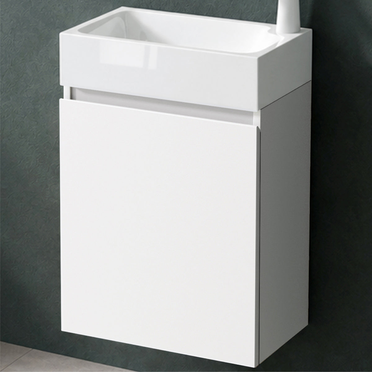 glasvilla Mobile Bagno Sospeso con Lavabo Bianco Mobiletto da Bagno 46x26x63cm Pisa02