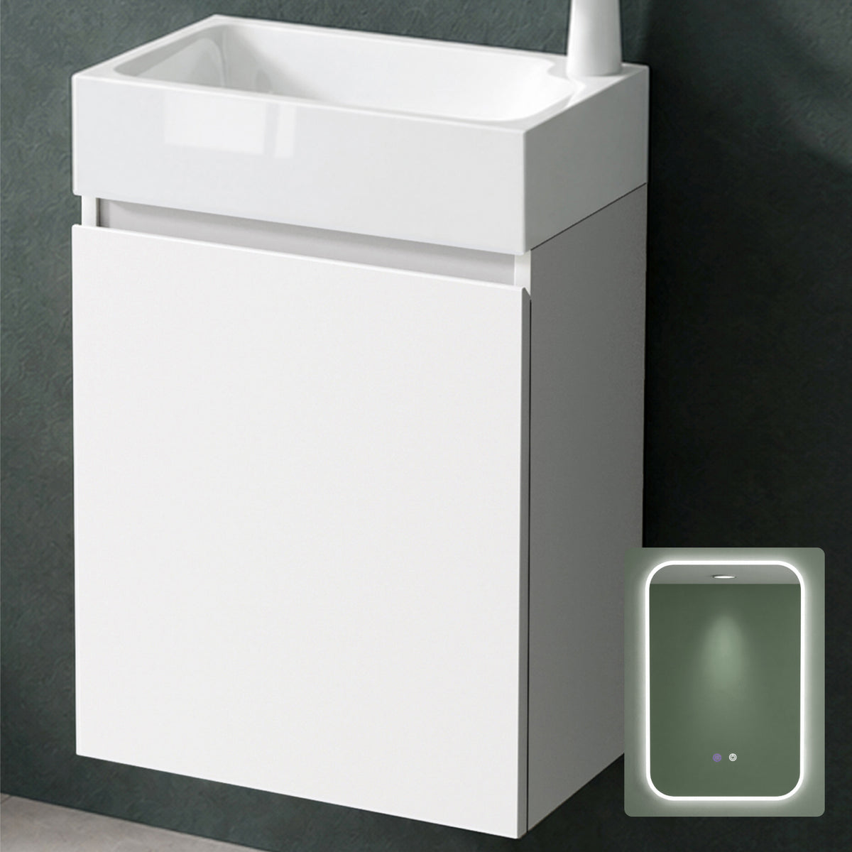 glasvilla Ensemble de Meubles de Salle de Bain avec Lavabo Blanc et Meuble Sous-Vasque LTH 46x26x63 cm Pisa02