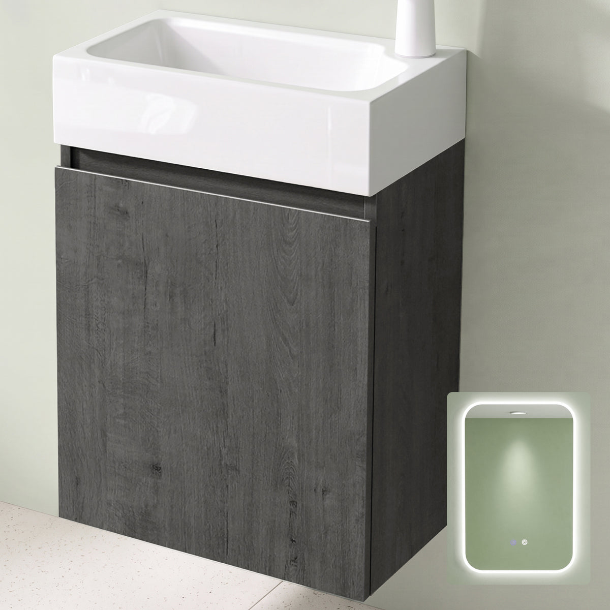 glasvilla Ensemble de Meubles de Salle de Bain avec Lavabo Blanc et Meuble Sous-Vasque LTH 46x26x63 cm Pisa02