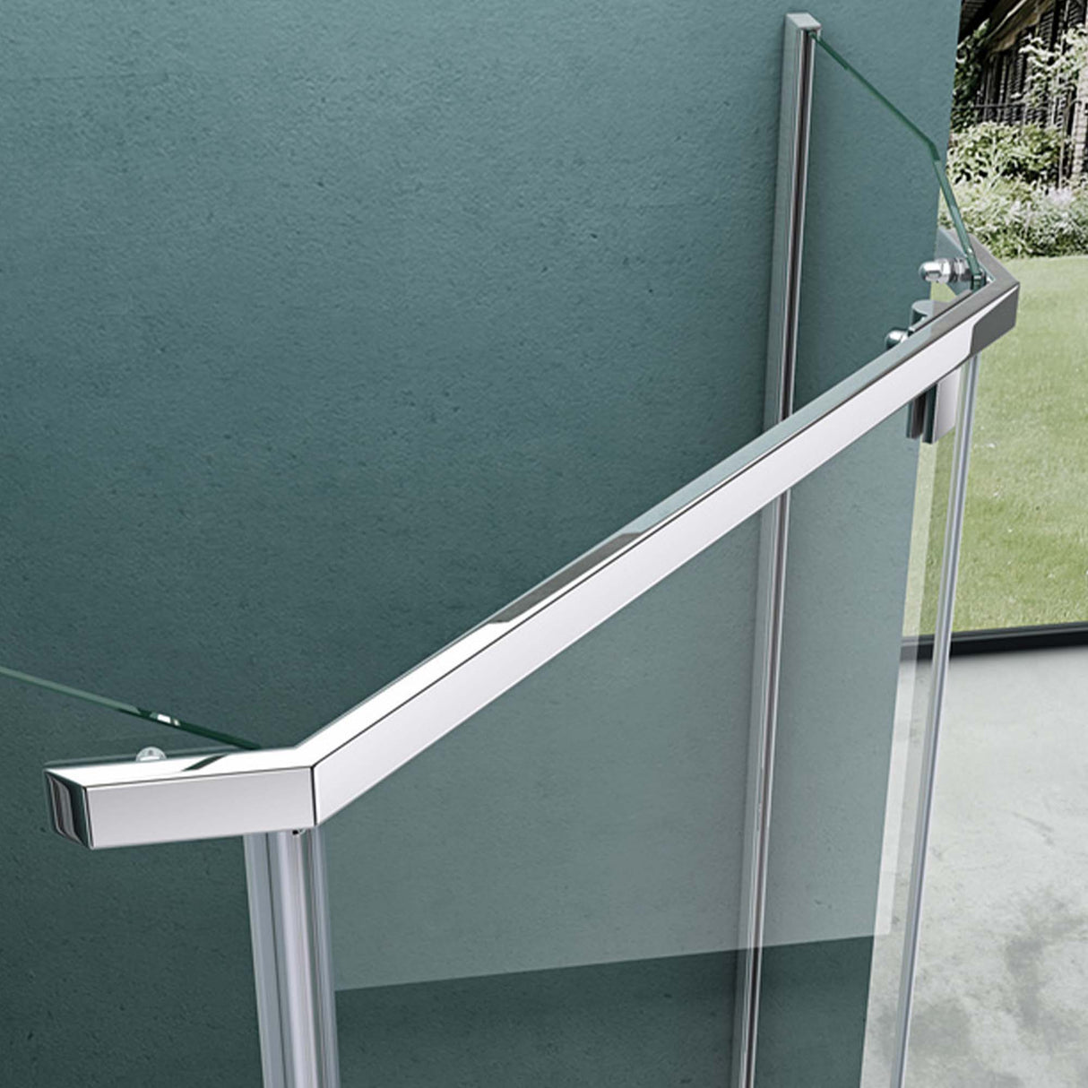 glasvilla Box Doccia Angolare Cabina Bagno in Vetro 8 mm Cabina Doccia Pentagonale in Vetro di Scurezza ESG con Piatto Doccia Ravenna08