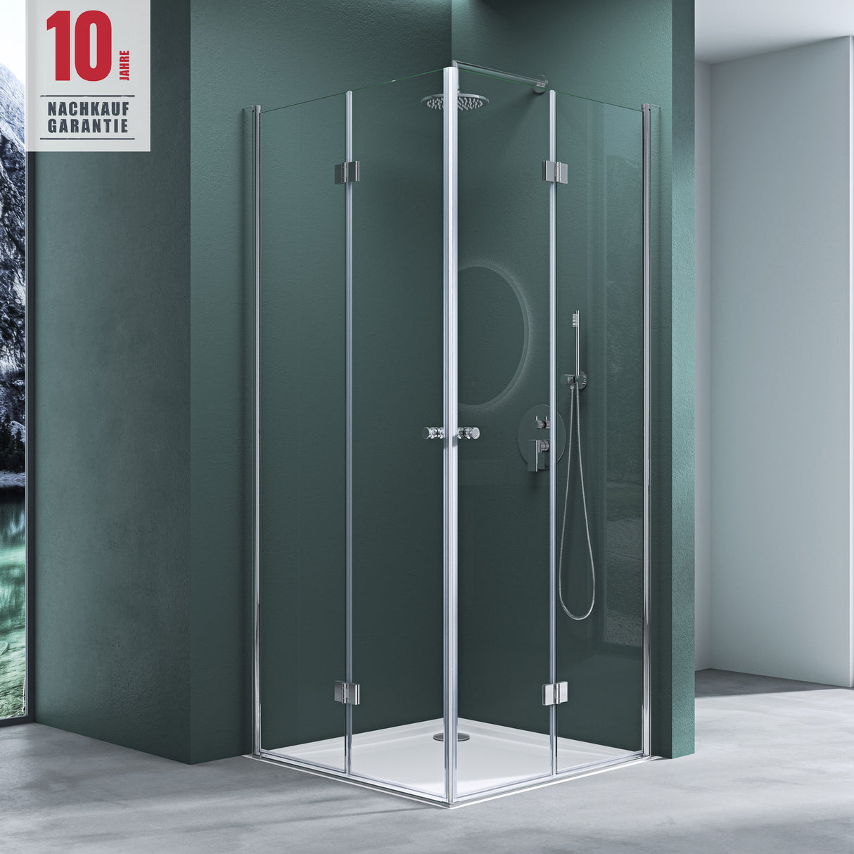 glasvilla Box Doccia con Porte Pieghevole a 180°in Vetro Trasparente Box Cabina Doccia Angolare a Soffietto Effetto Loto Ravenna26