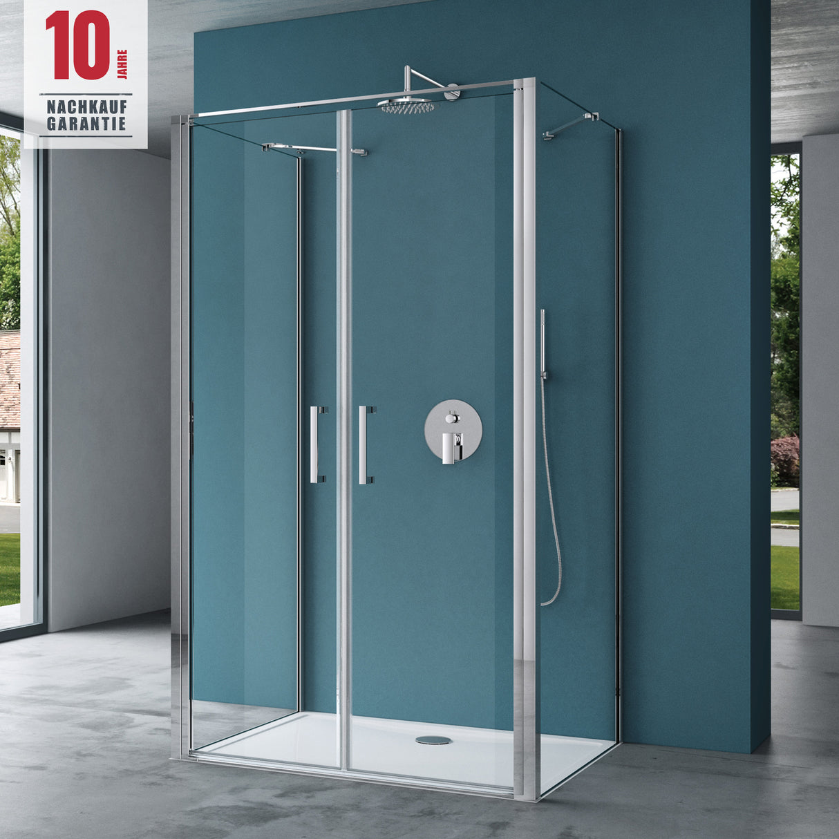 glasvilla Cabina de Ducha U-Forma Separación de Ducha Cabina de Ducha Marco de Aluminio Vidrio de Seguridad ESG Vidrio Transparente Doble Puerta Ravenna66UK