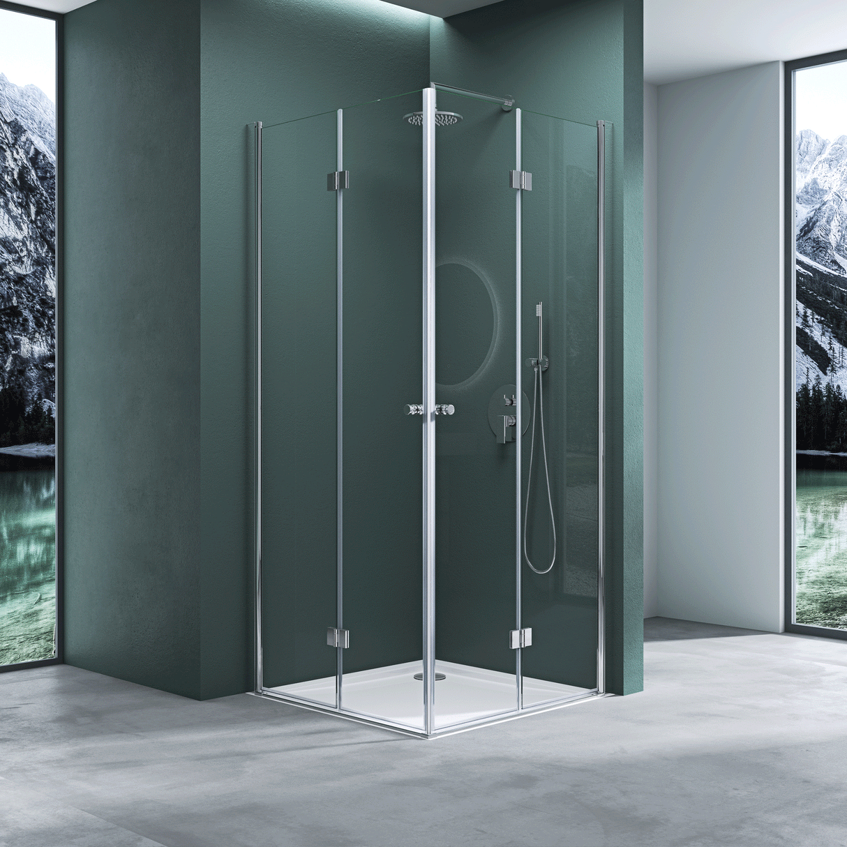 glasvilla Duschkabine Puerta Plegable 180° Cristal Claro ESG Plegable & Plegable Puerta de Ducha Efecto Loto NANO Entrada de Esquina R26